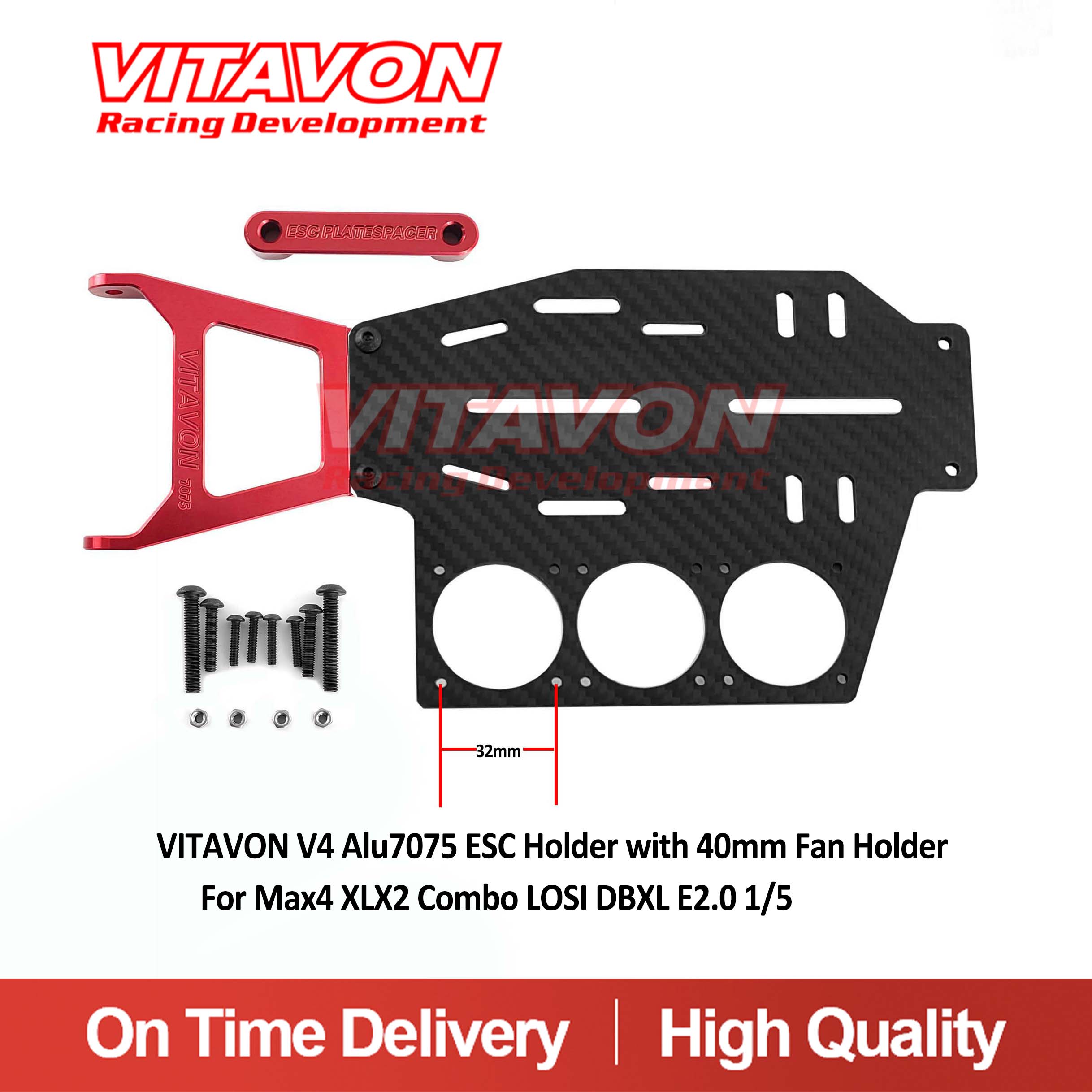 VITAVON V4 Alu7075 ESC Holder with 40mm Fan Holder For Max4 XLX2 Combo LOSI DBXL E2.0 1/5