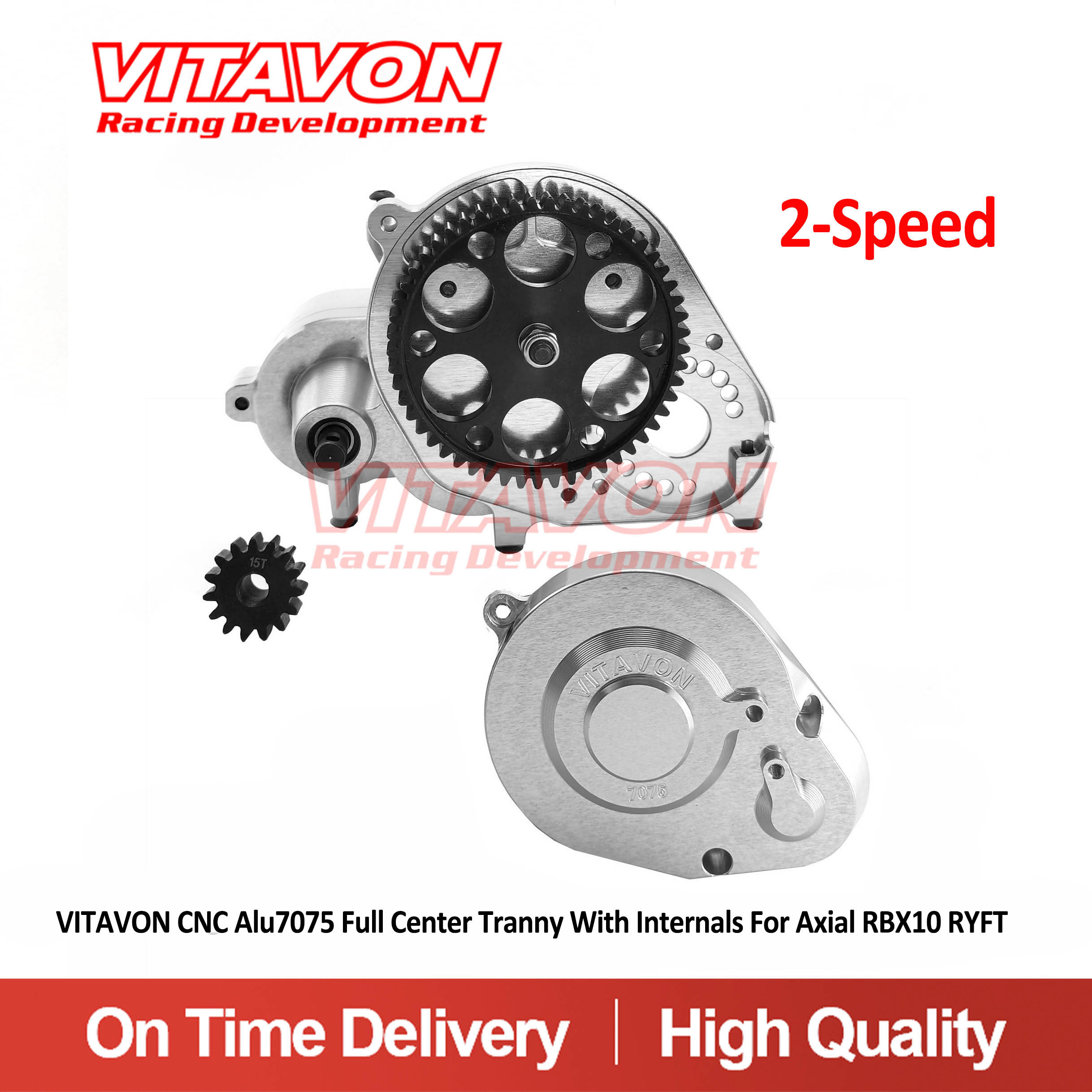 Transmission Centrale Complète VITAVON Alu7075 Pour Axial SCX6 – 2 Vitesses – Pièce CNC Haute Performance
