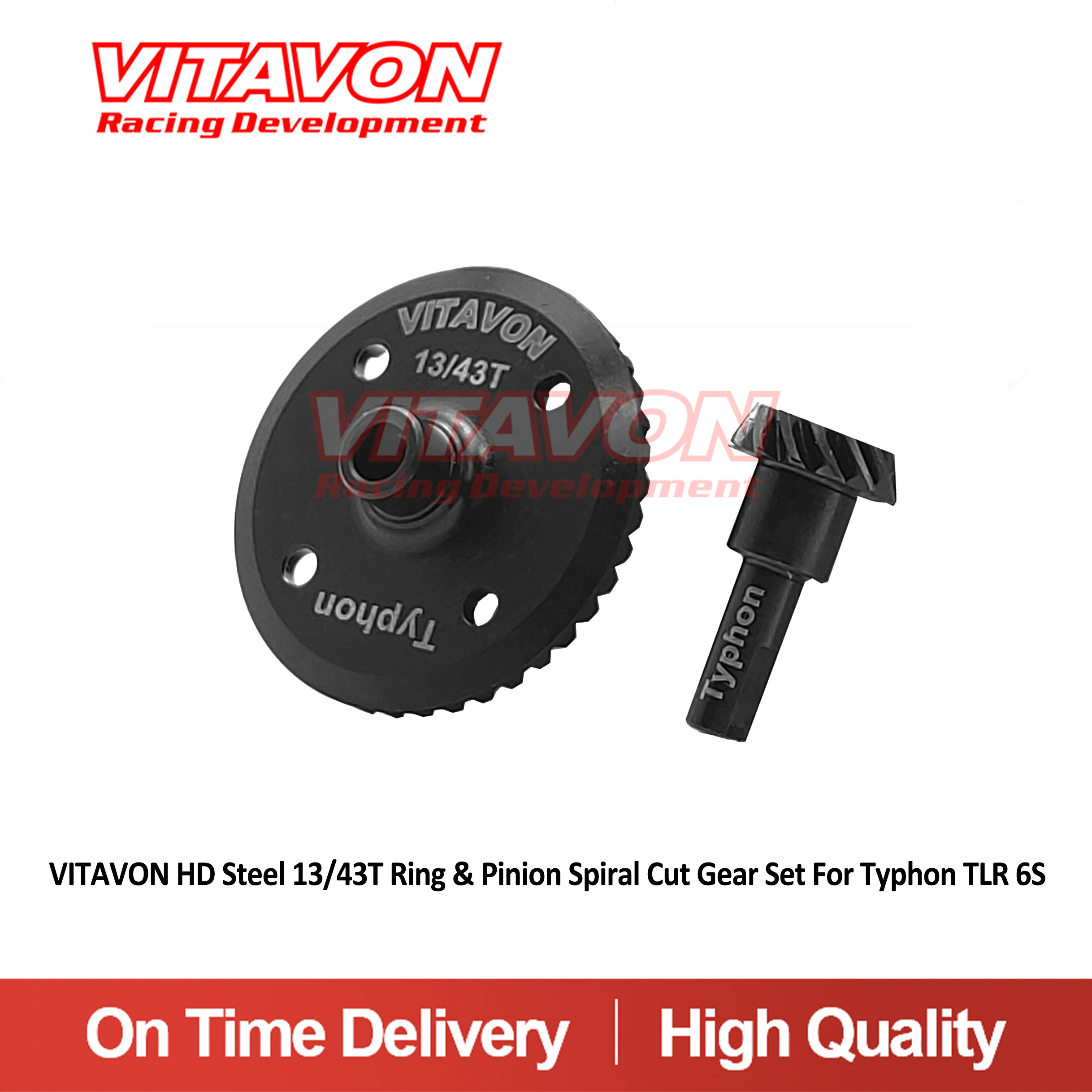 VITAVON HD Steel 13/43T Ring & Pinion Spiral Cut Gear Set For Typhon TLR 6S