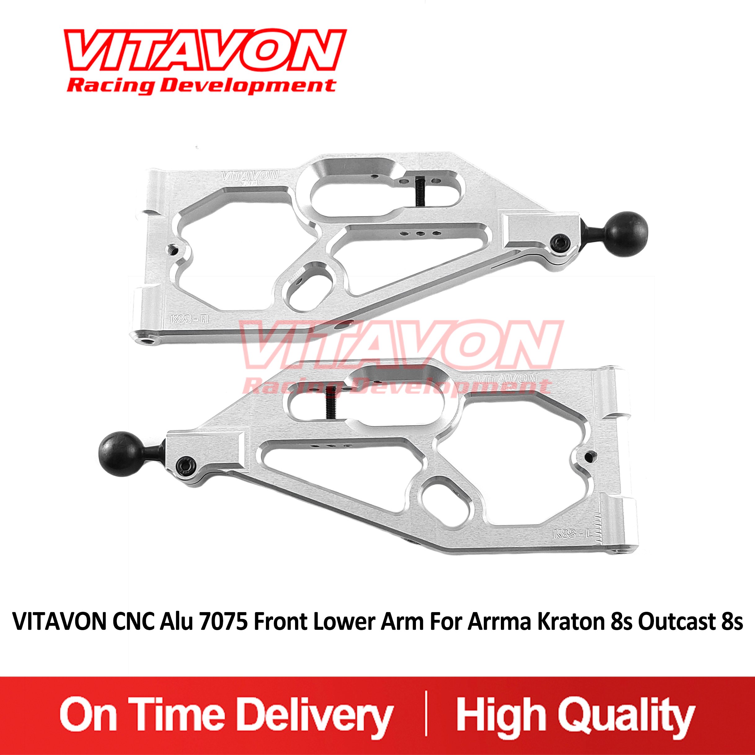 VITAVON CNC Alu 7075 Front Lower Arm For Arrma Kraton 8S Outcast 8S