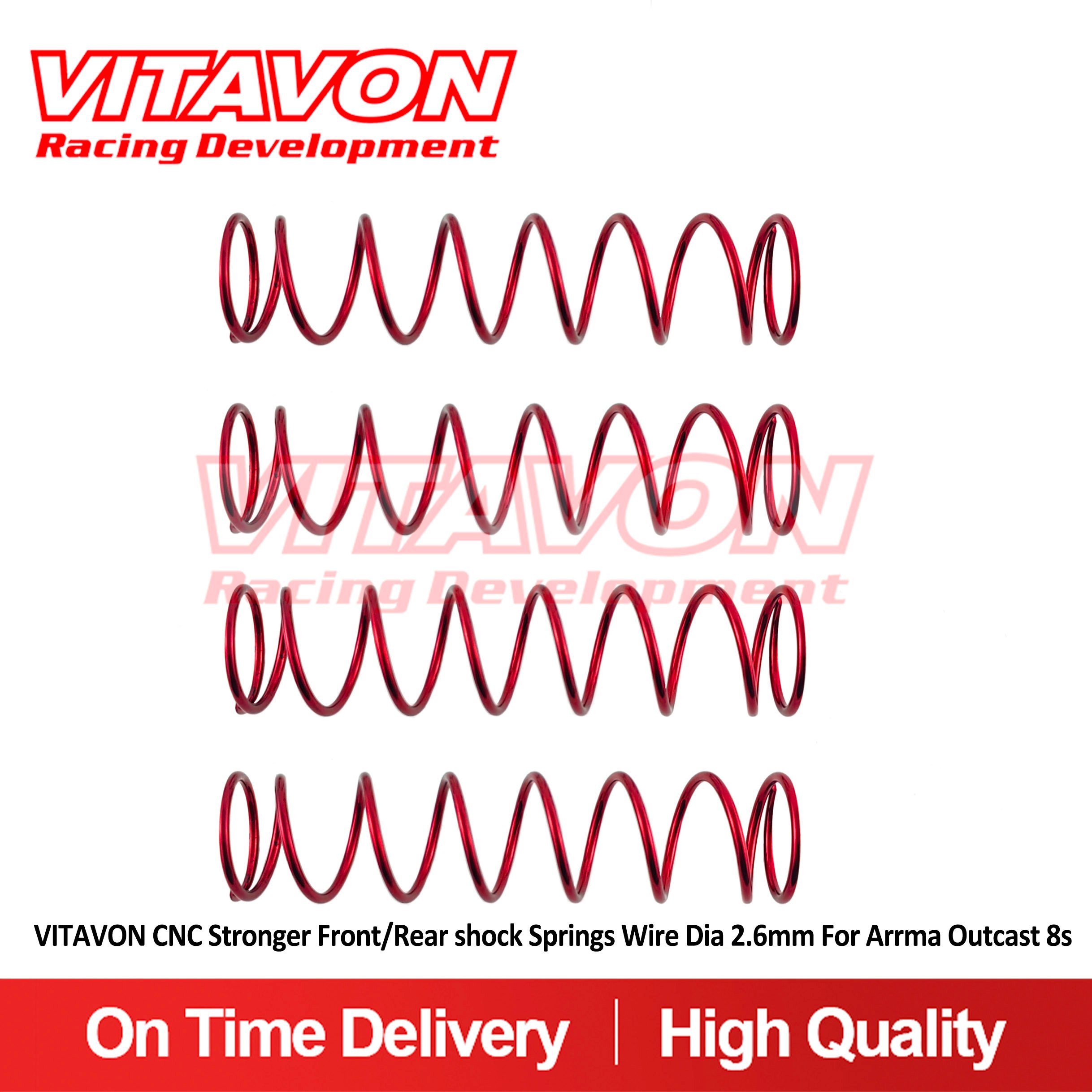 VITAVON CNC Stronger Front/Rear shock Springs Wire Dia 2.6mm For Arrma Outcast 8s,sells as 4pcs