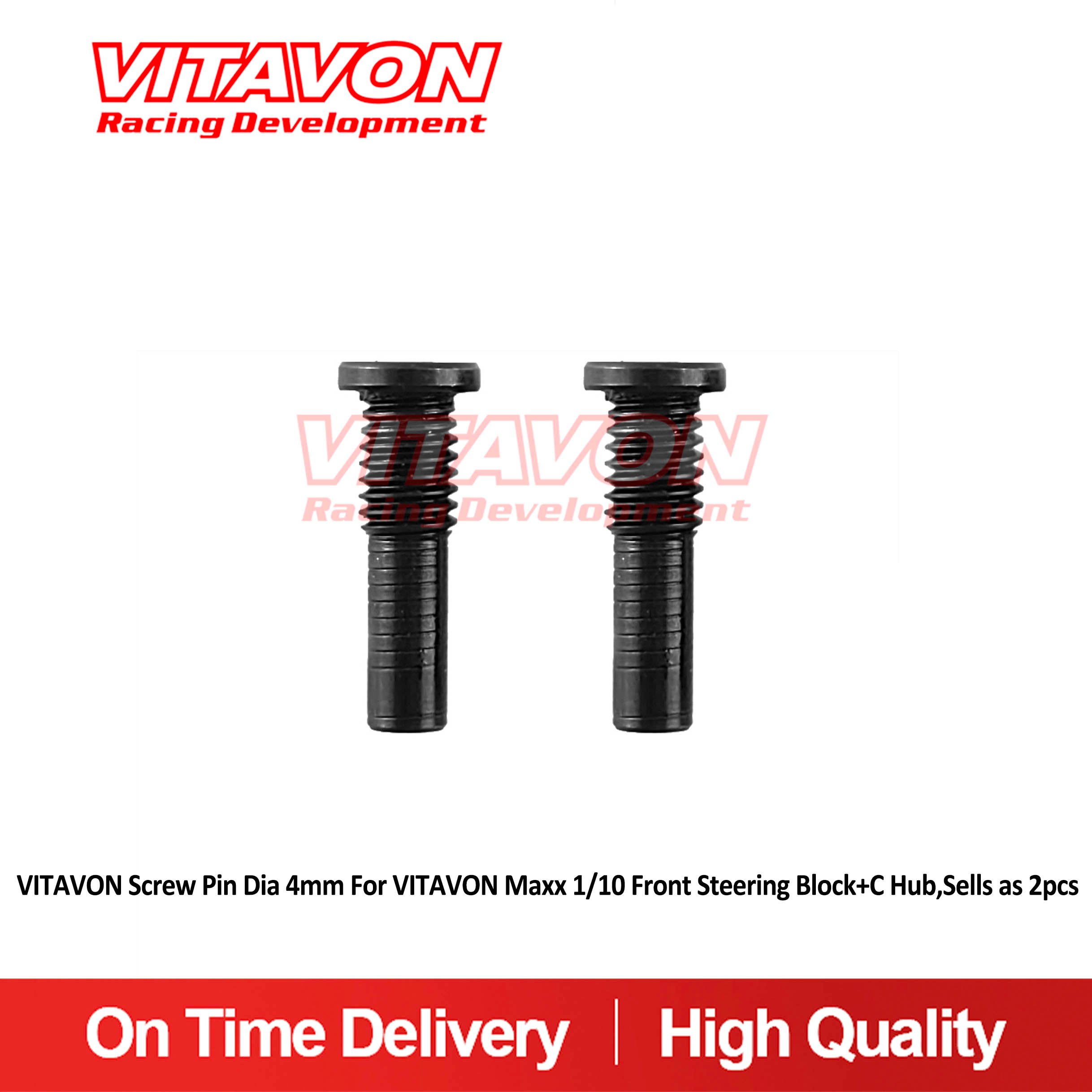 VITAVON Screw Pin Dia 4mm For VITAVON Maxx 1/10 Front Steering Block+C Hub,Sells as 2pcs
