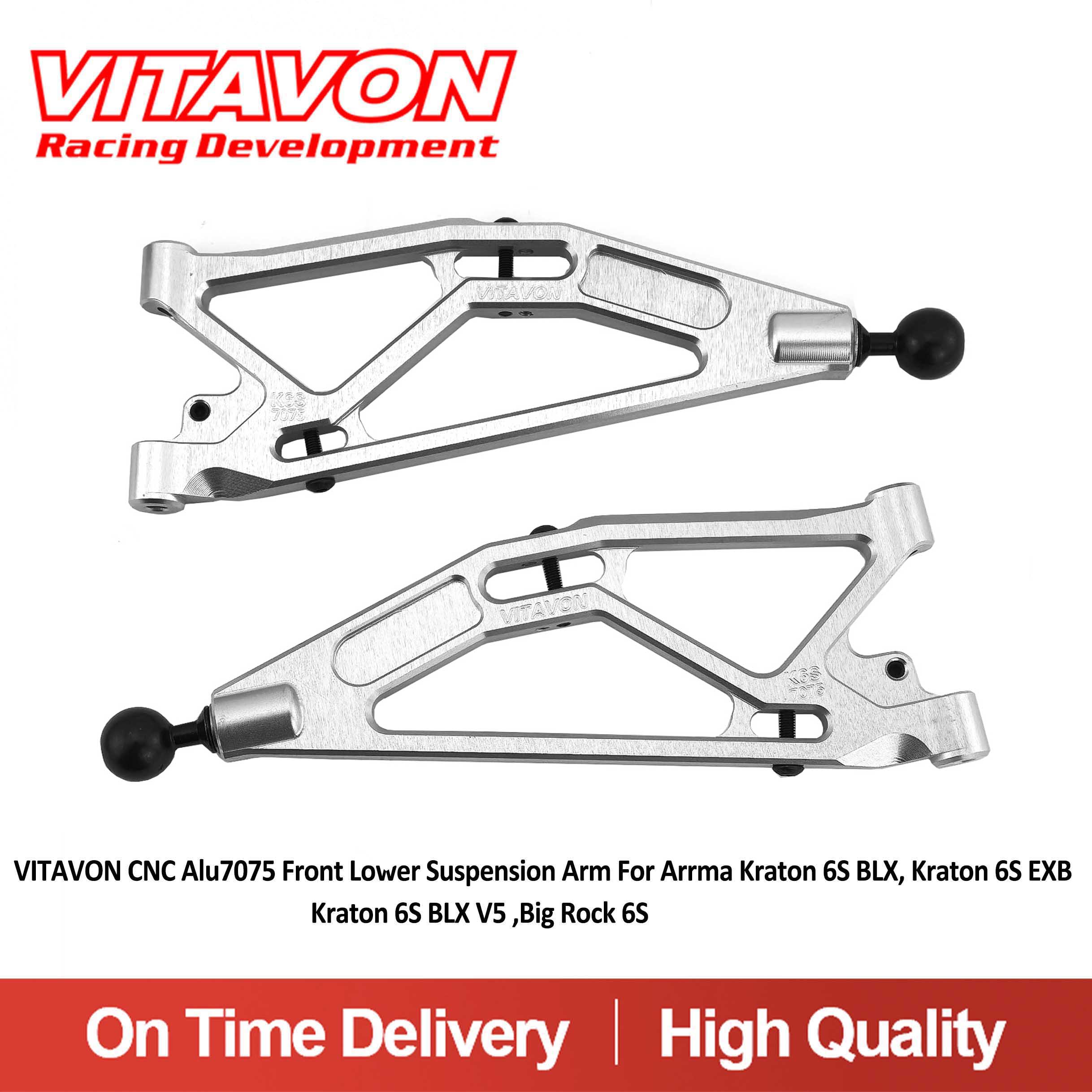 VITAVON CNC Alu7075 Front Lower Suspension Arm For Arrma Kraton 6S BLX, Kraton 6S EXB Kraton 6S V5&V6 ,Big Rock 6S