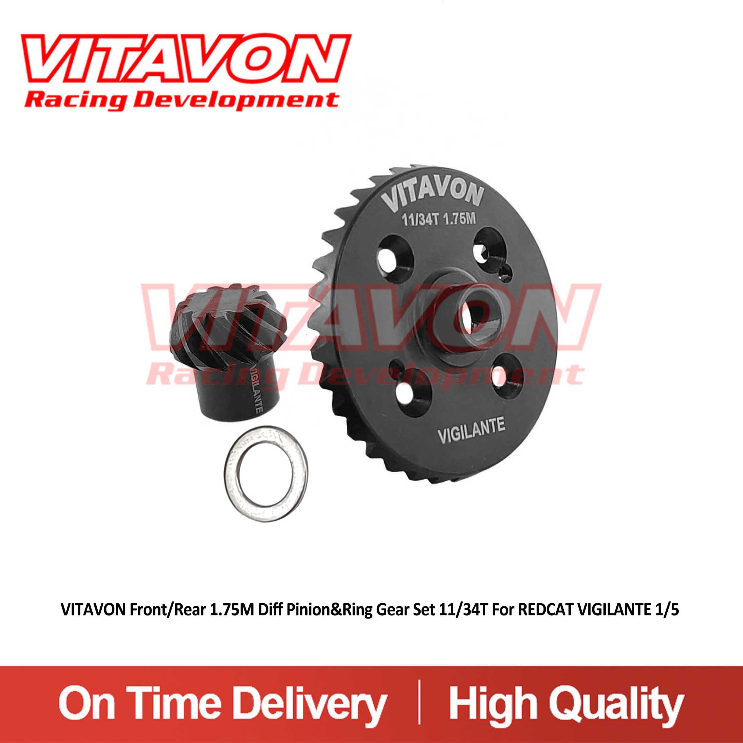 VITAVON Front/Rear 1.75M Diff Pinion&Ring Gear Set 11/34T For REDCAT VIGILANTE 1/5