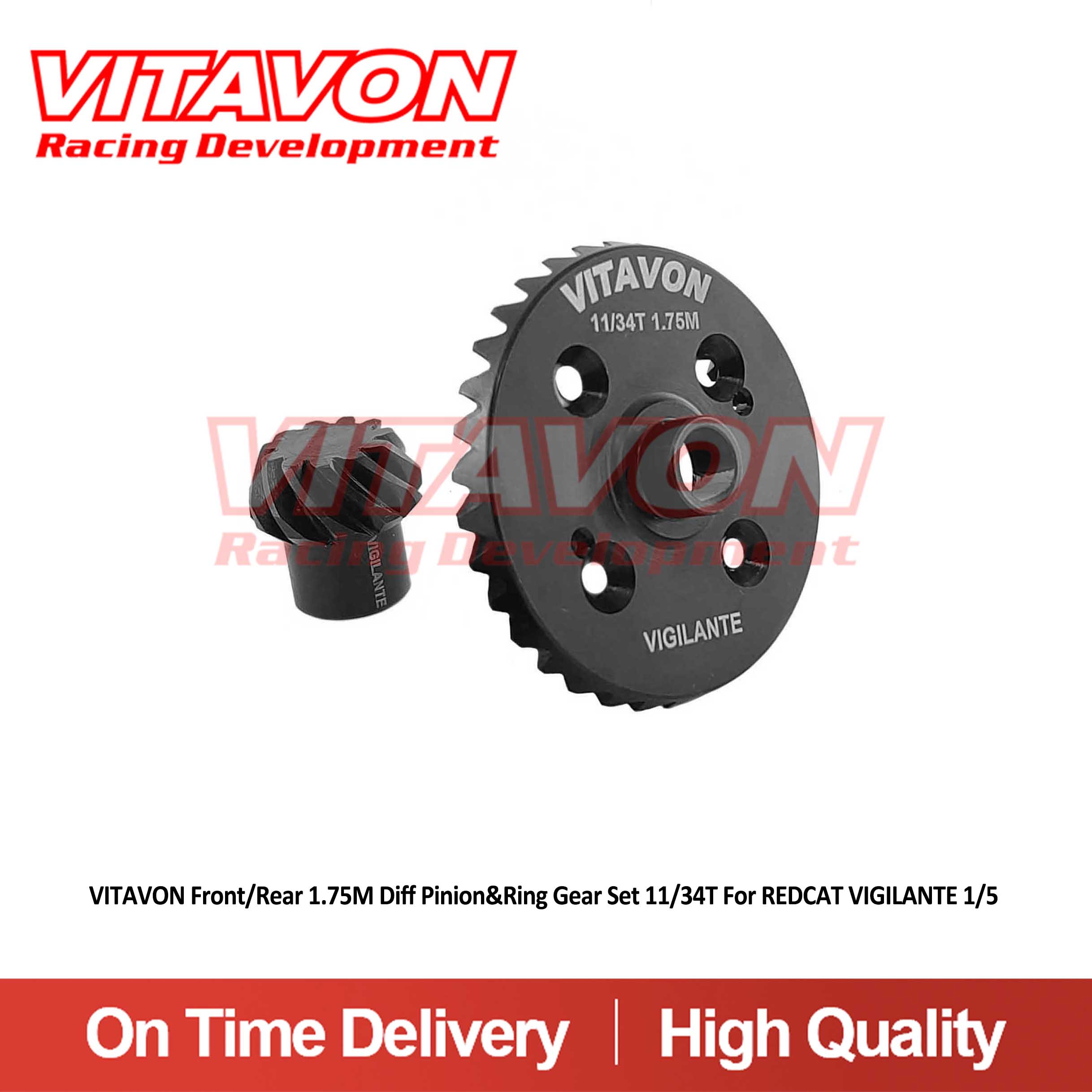 VITAVON Front/Rear 1.75M Diff Pinion&Ring Gear Set 11/34T For REDCAT VIGILANTE 1/5