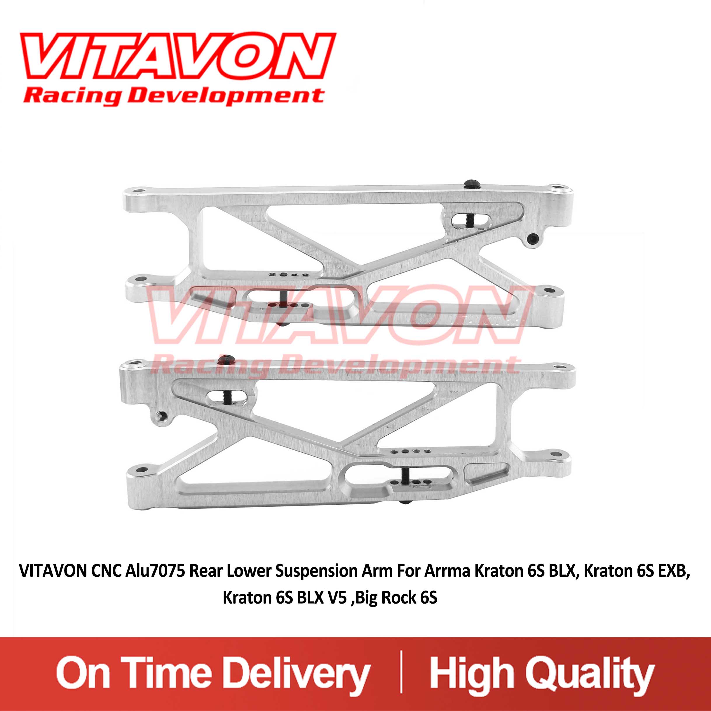 VITAVON CNC Alu7075 Rear Lower Suspension Arm For Arrma Kraton 6S BLX, Kraton 6S EXBKraton 6S BLX V5 ,Big Rock 6S