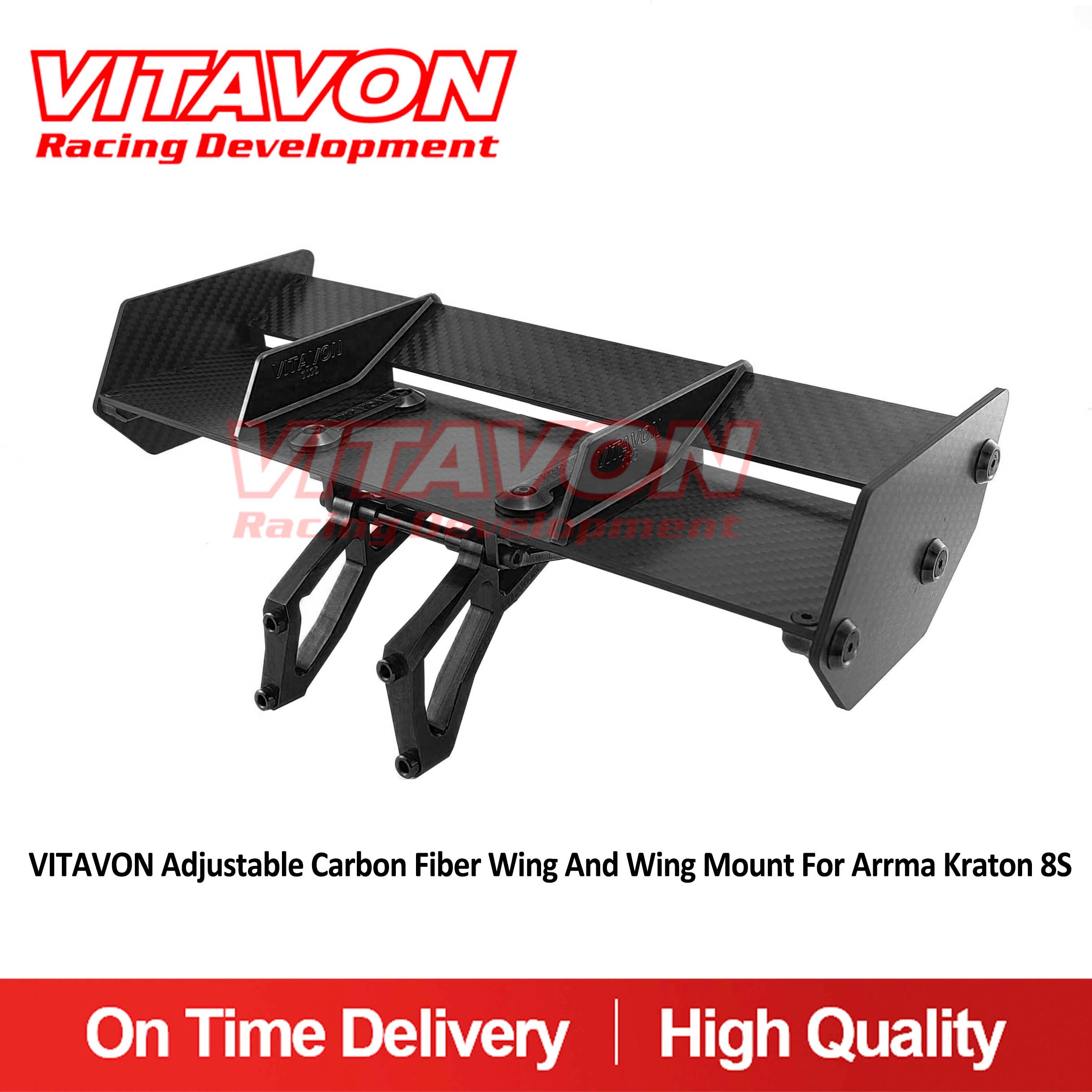 VITAVON Adjustable Carbon Fiber Wing And Wing Mount For Arrma Kraton 8S