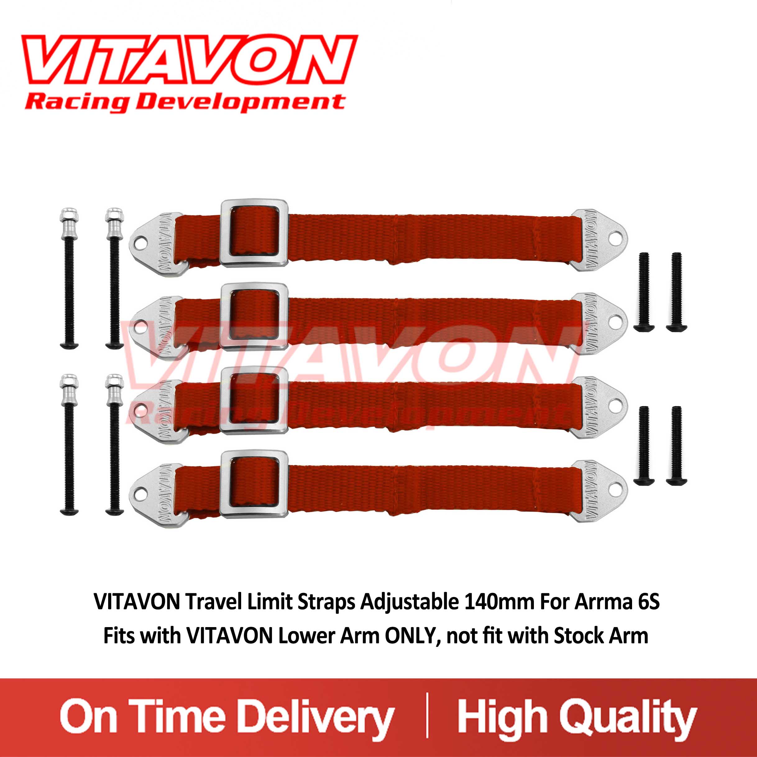 VITAVON Travel Limit Straps Adjustable 140mm For Arrma 6S   Fits with VITAVON Lower Arm ONLY, not fit with Stock Arm