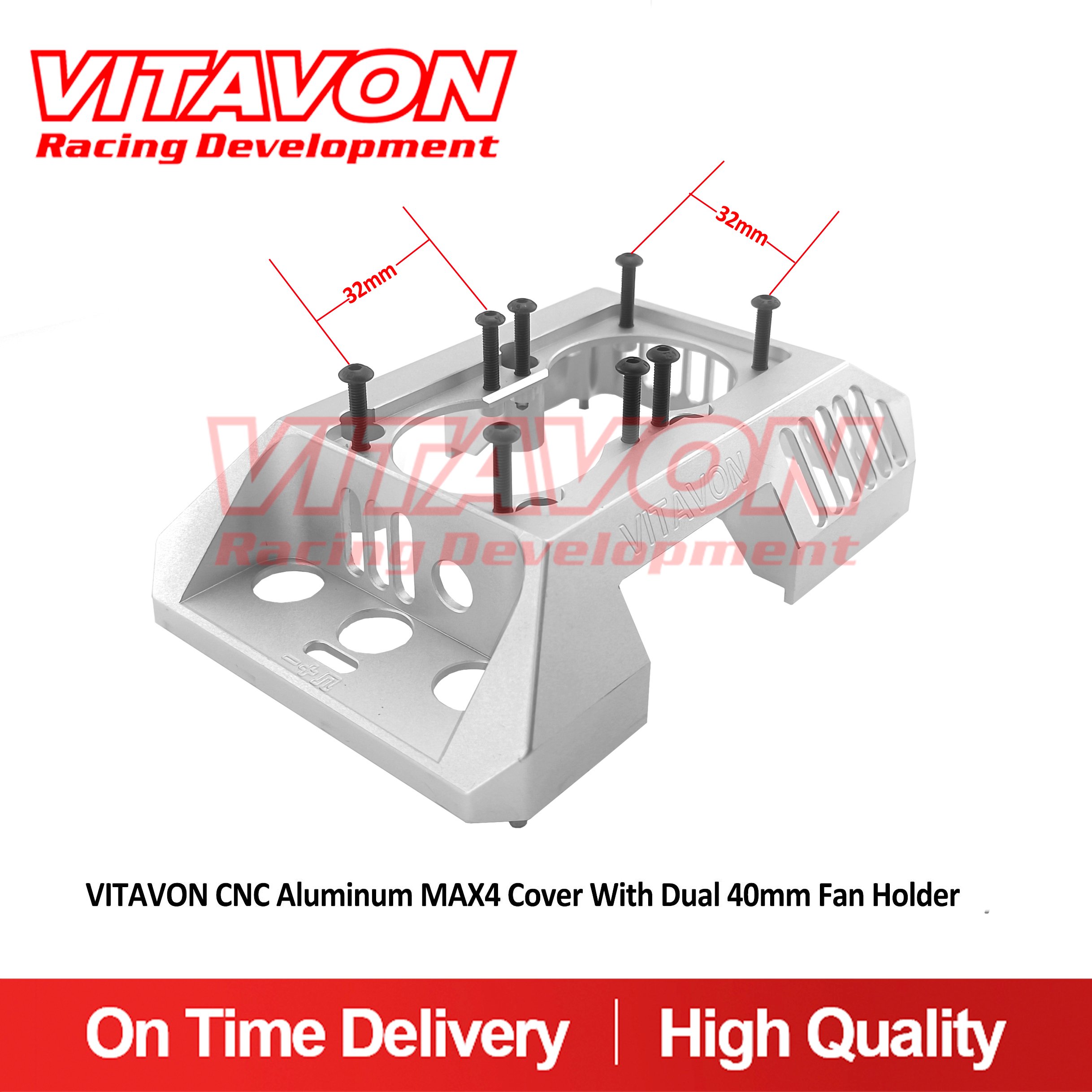 VITAVON CNC Aluminum MAX4 Cover With Dual 40mm Fan Holder