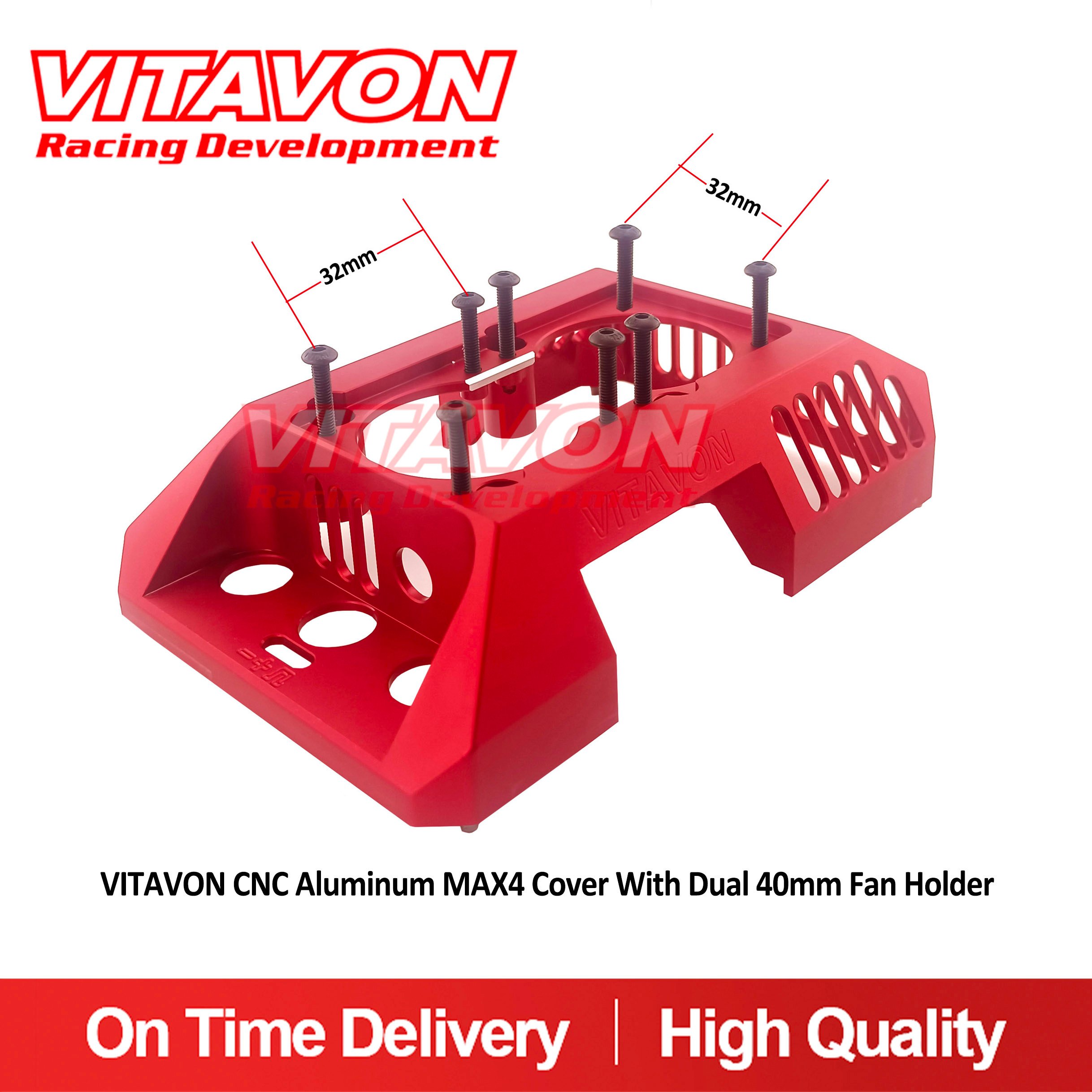 VITAVON CNC Aluminum MAX4 Cover With Dual 40mm Fan Holder