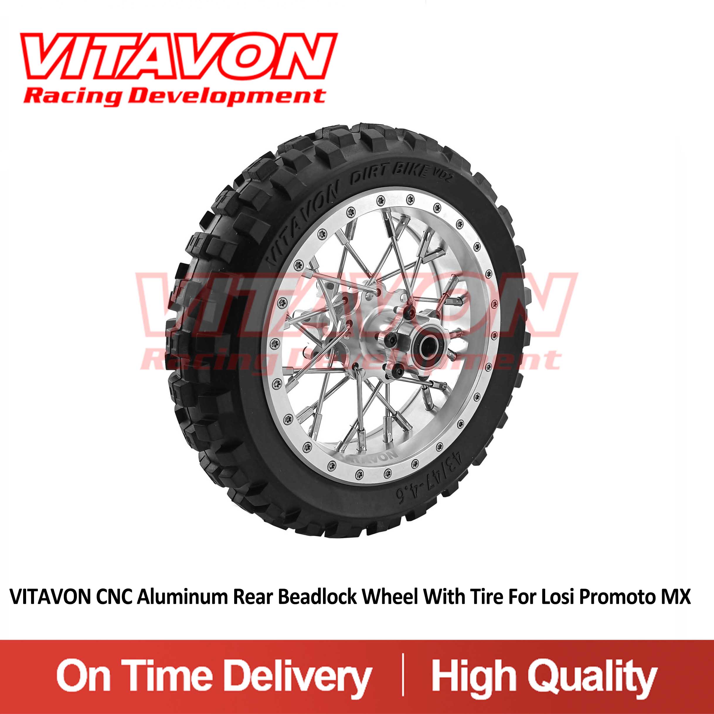 VITAVON CNC Aluminum Rear Beadlock Wheel With Tire For Losi Promoto MX