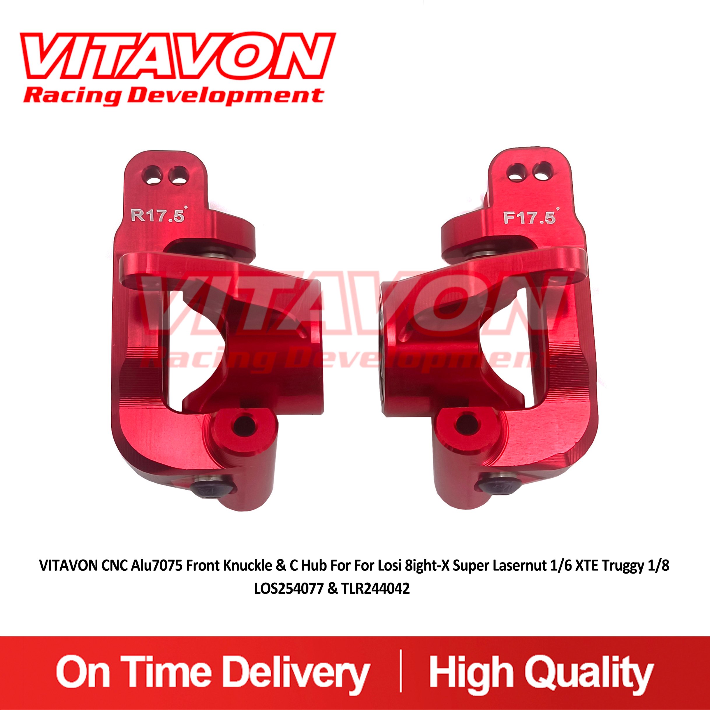 VITAVON CNC Alu7075 Front Knuckle & C Hub For For Losi 8ight-X Super Lasernut 1/6 XTE Truggy 1/8 LOS254077 & TLR244042