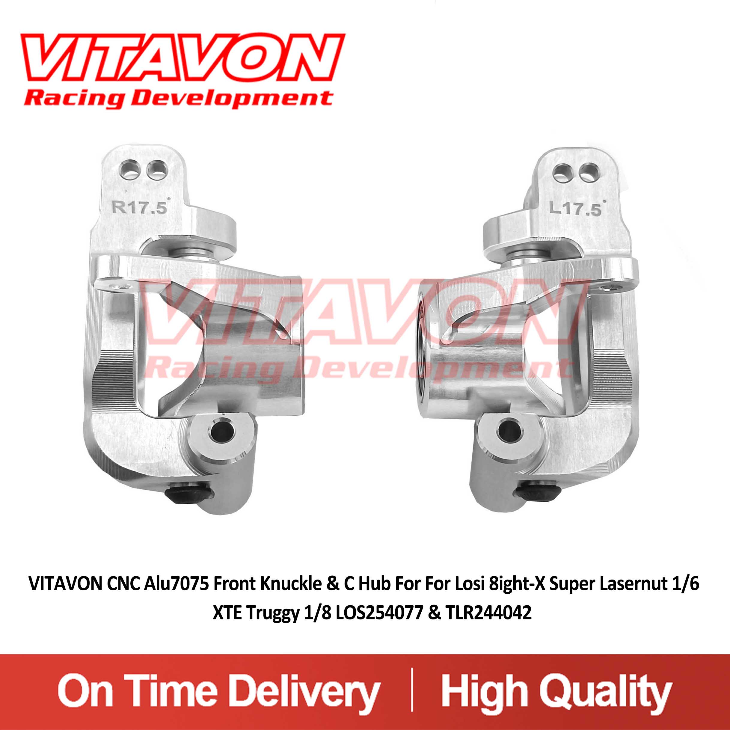 VITAVON CNC Alu7075 Front Knuckle & C Hub For For Losi 8ight-X Super Lasernut 1/6 XTE Truggy 1/8 LOS254077 & TLR244042