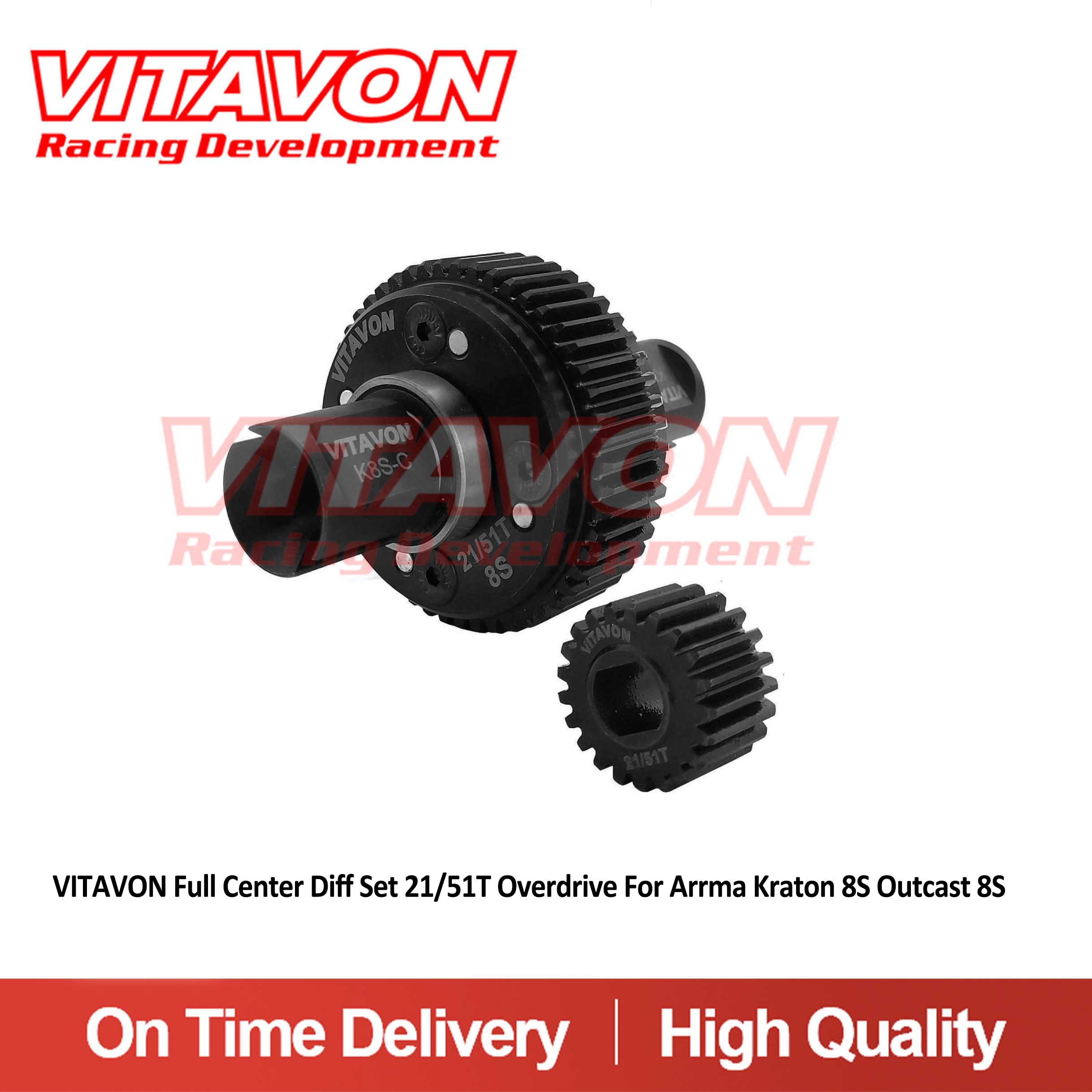 VITAVON Full Center Diff Set 21/51T Overdrive Fits for VITAVON Center Transmission For Arrma Kraton 8S Outcast 8S