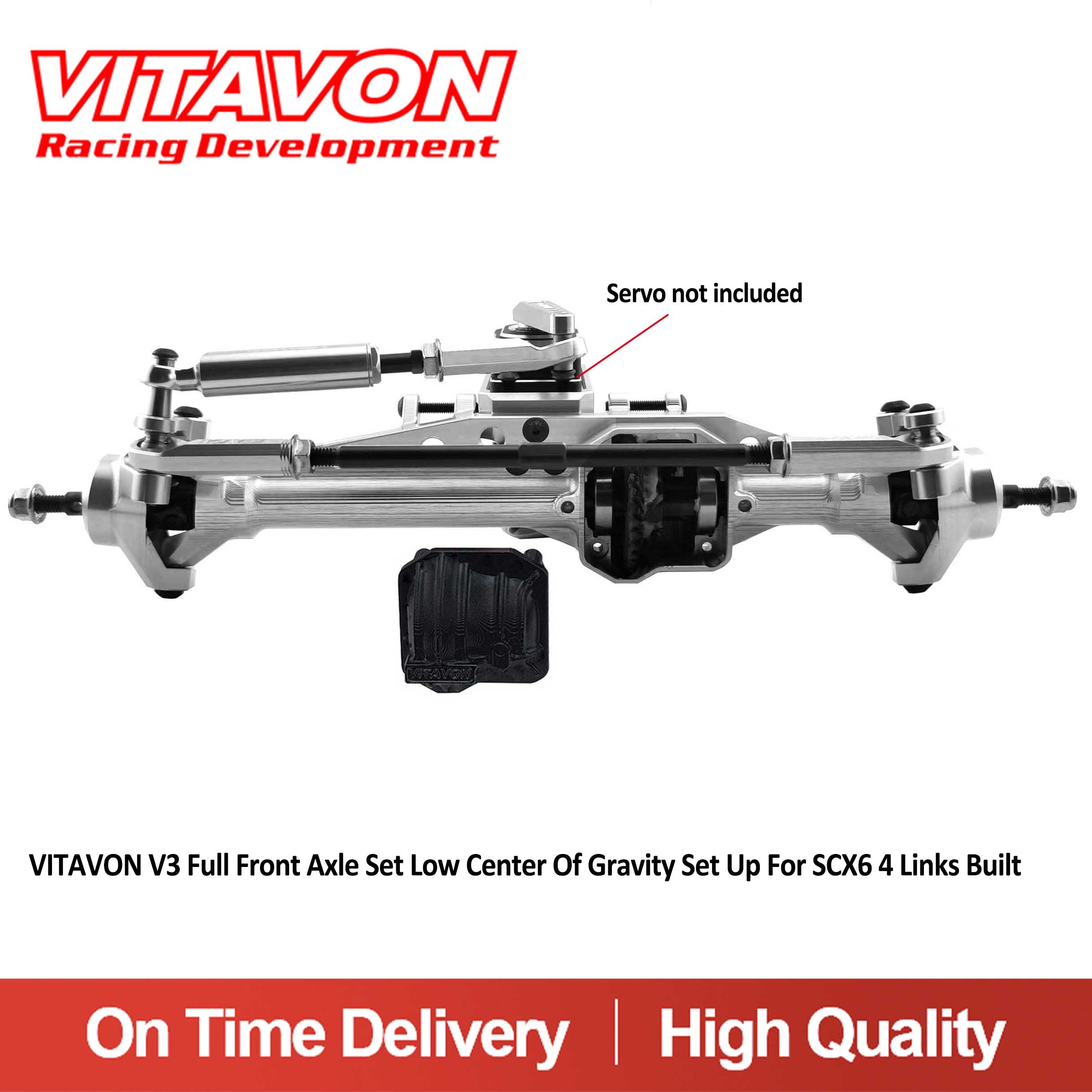 VITAVON V3 Full Front Axle Set Low Center Of Gravity Set Up For SCX6 4 Links Built