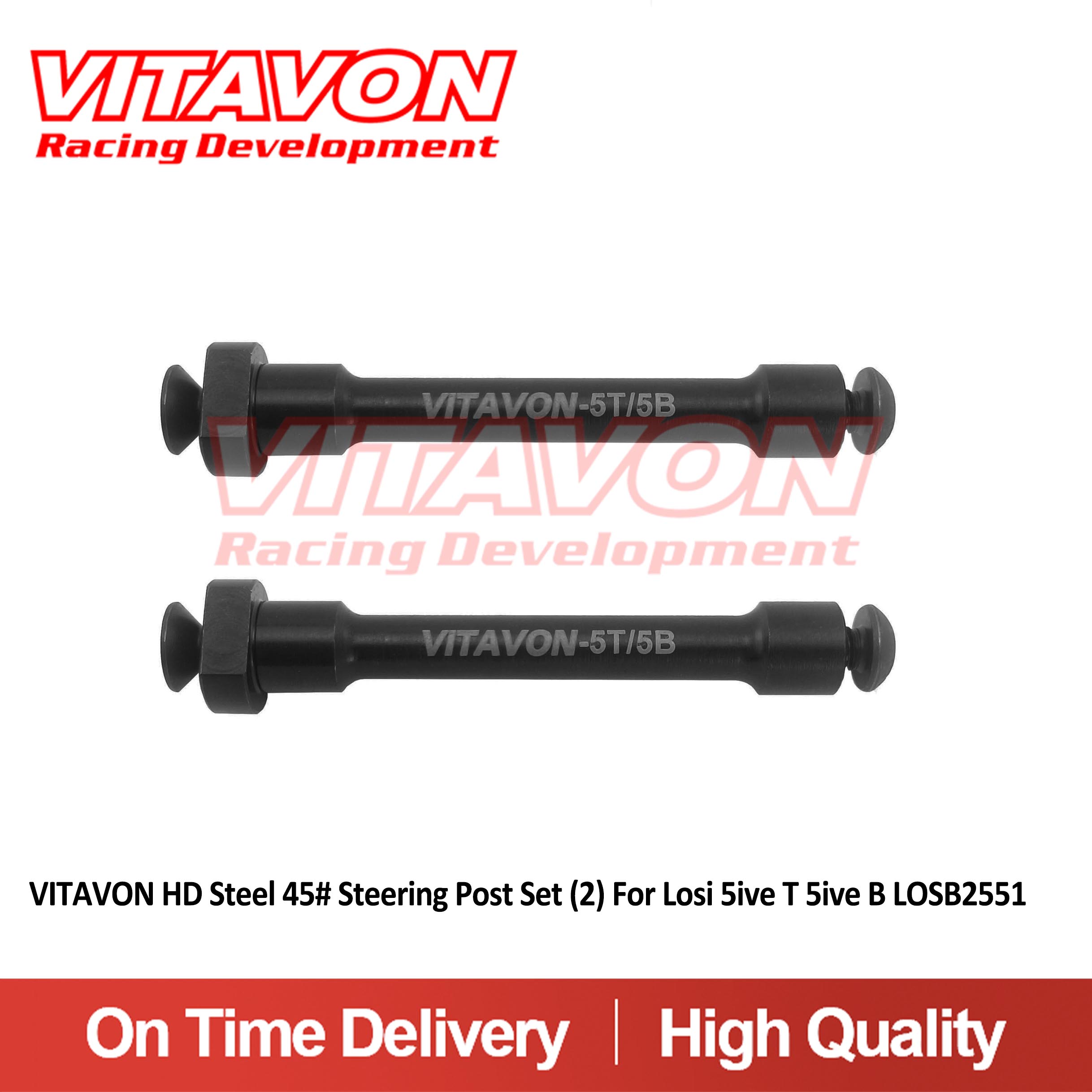 VITAVON HD Steel 45# Steering Post Set (2) For Losi 5iveT 5ive B LOSB2551