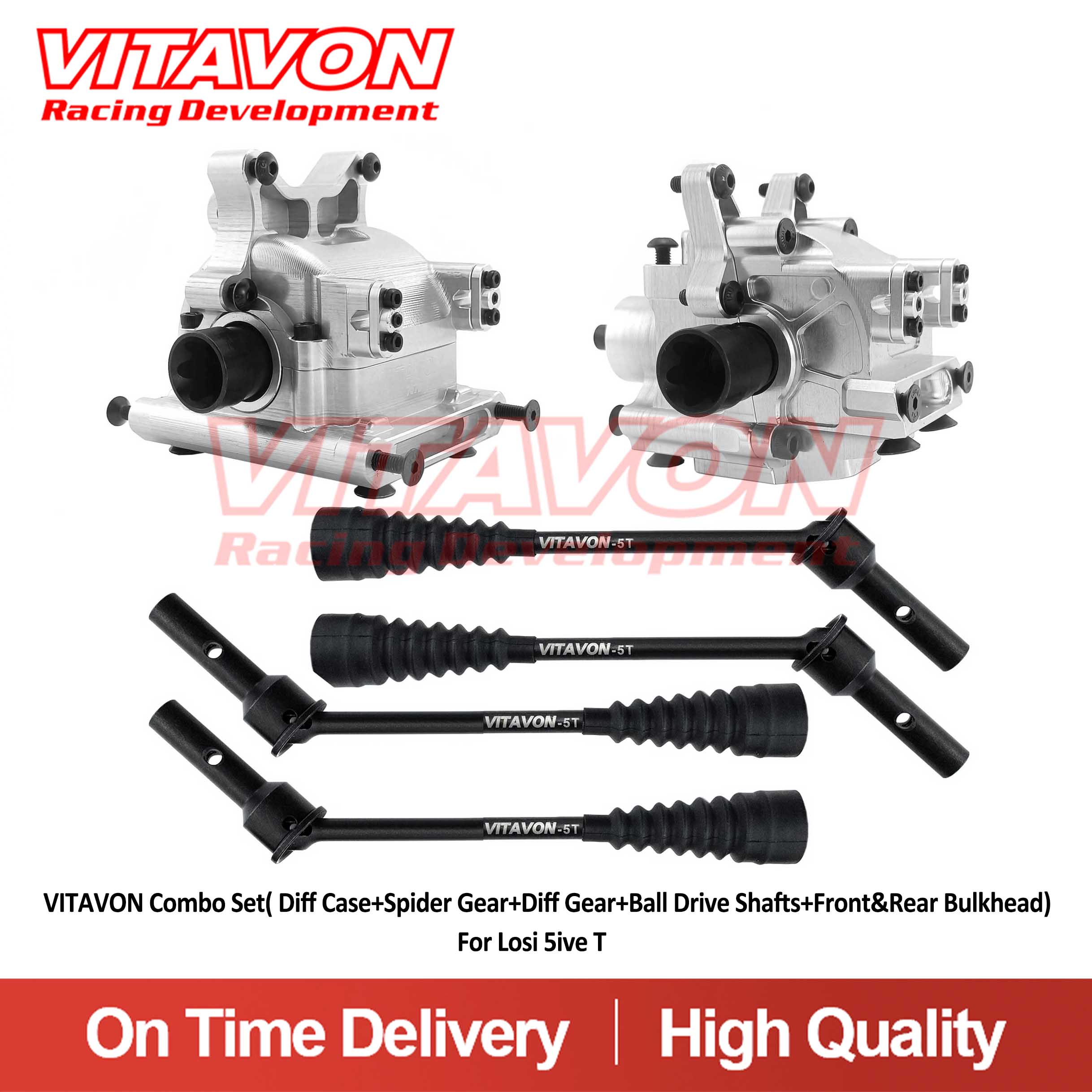 VITAVON Combo Set( Diff Case+Spider Gear+Diff Gear+Ball Drive Shafts+Front&Rear Bulkhead) For Losi 5ive T