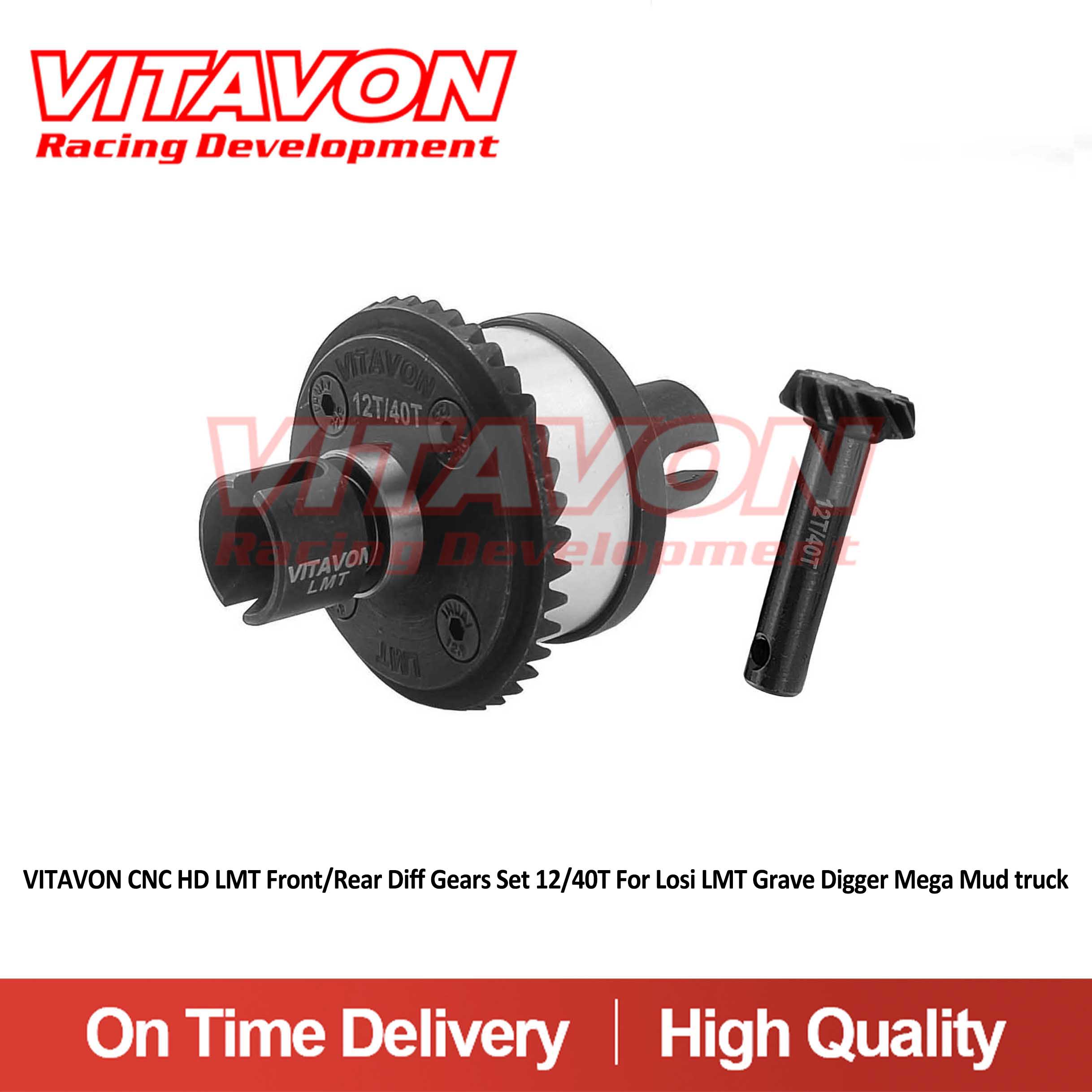 VITAVON CNC HD LMT Front/Rear Diff Gears Set 12/40T For Losi LMT Grave Digger Mega Mud truck