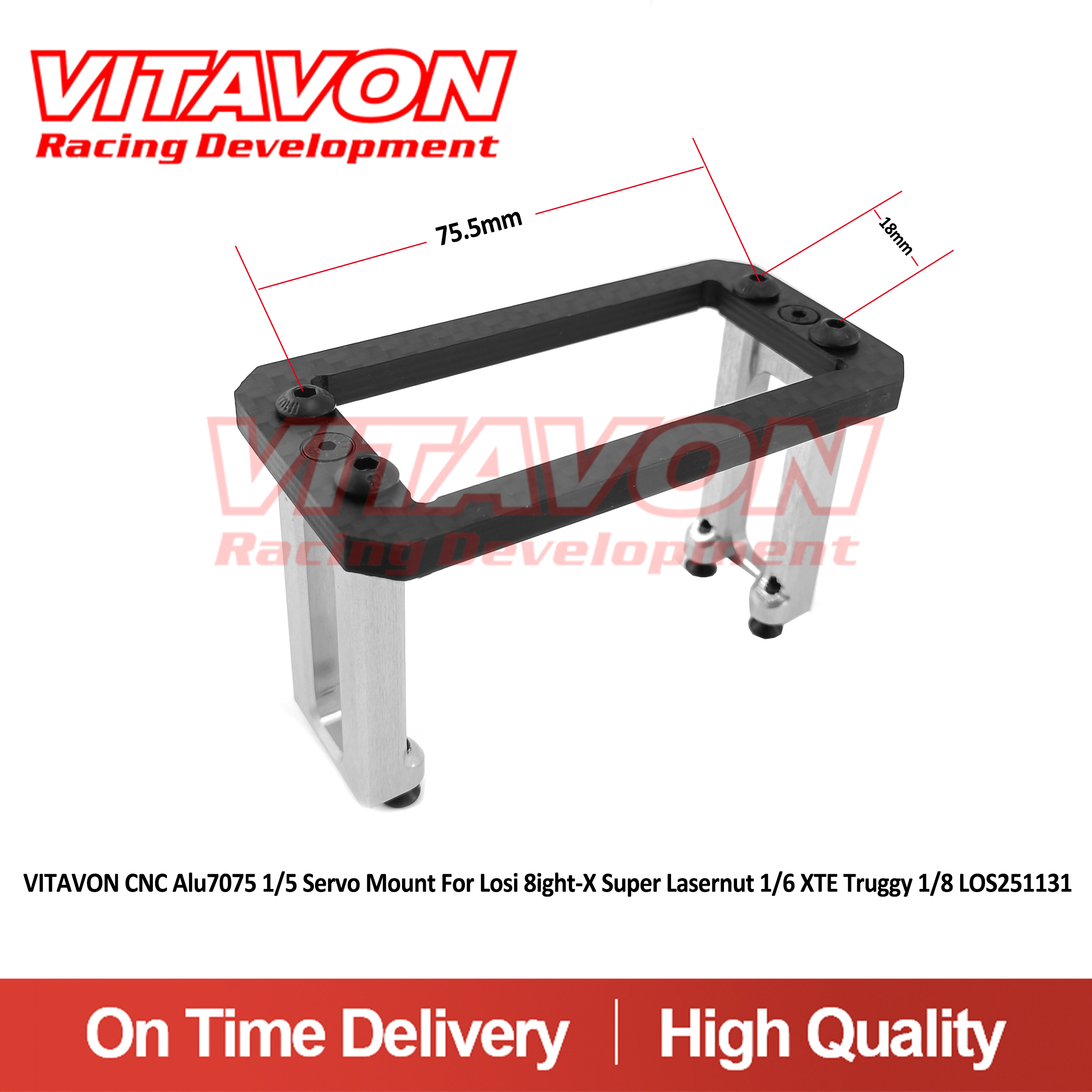 VITAVON CNC Alu7075 1/5 Servo Mount For Losi 8ight-X Super Lasernut 1/6 XTE Truggy 1/8 LOS251131