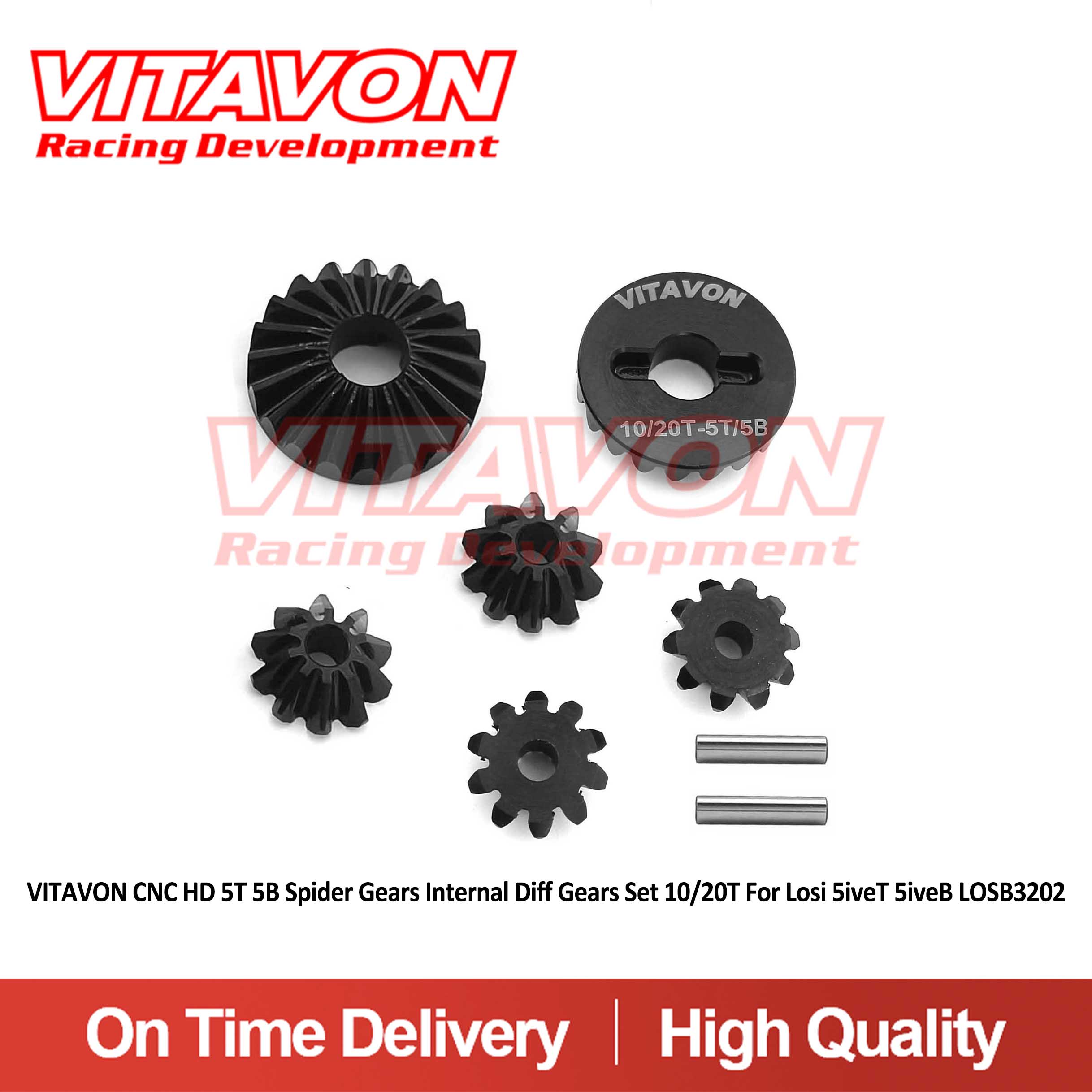 VITAVON CNC HD 5T 5B Spider Gears Internal Diff Gears Set 10/20T For Losi 5iveT 5iveB LOSB3202