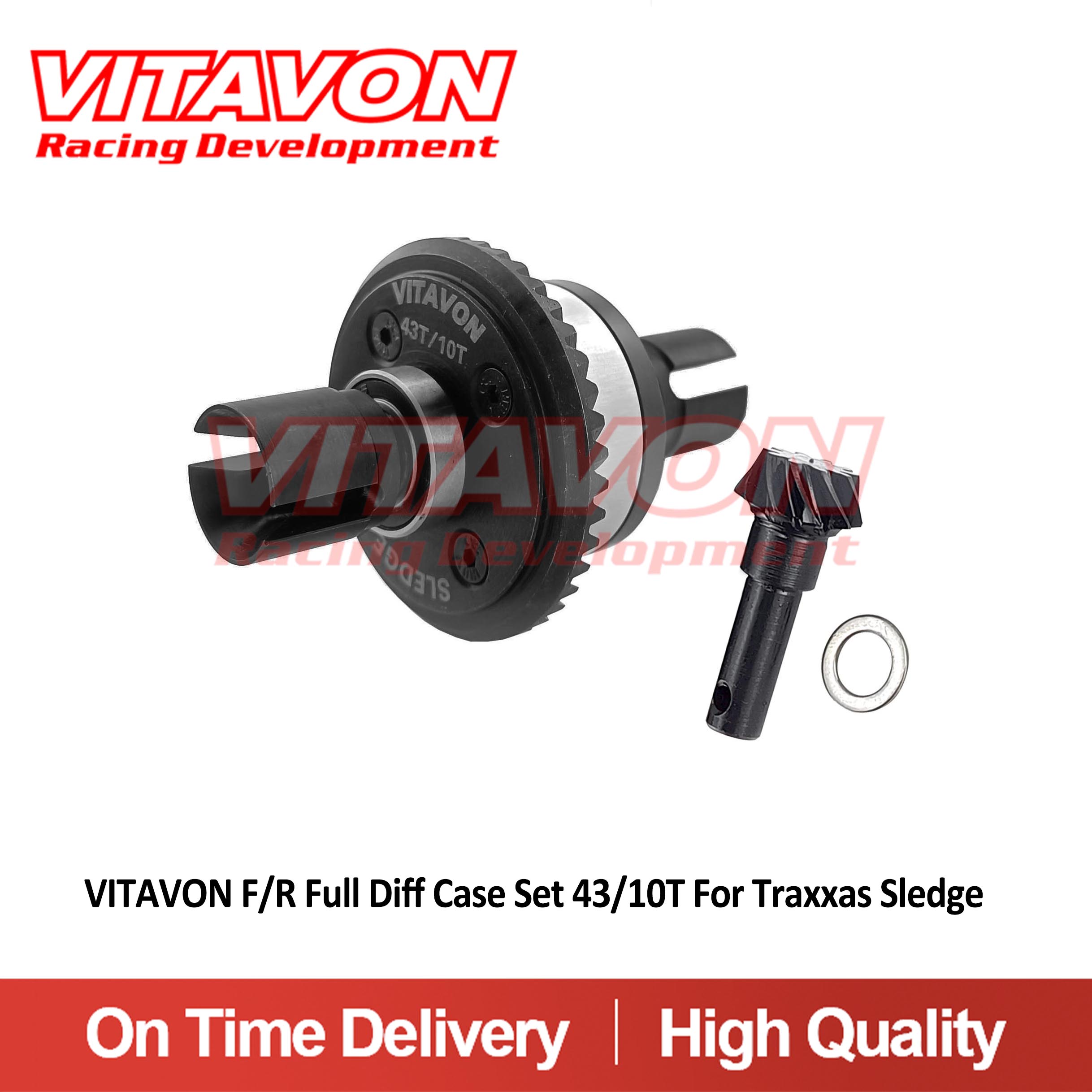 VITAVON F/R Full Diff Case Set 43/10T For Traxxas Sledge