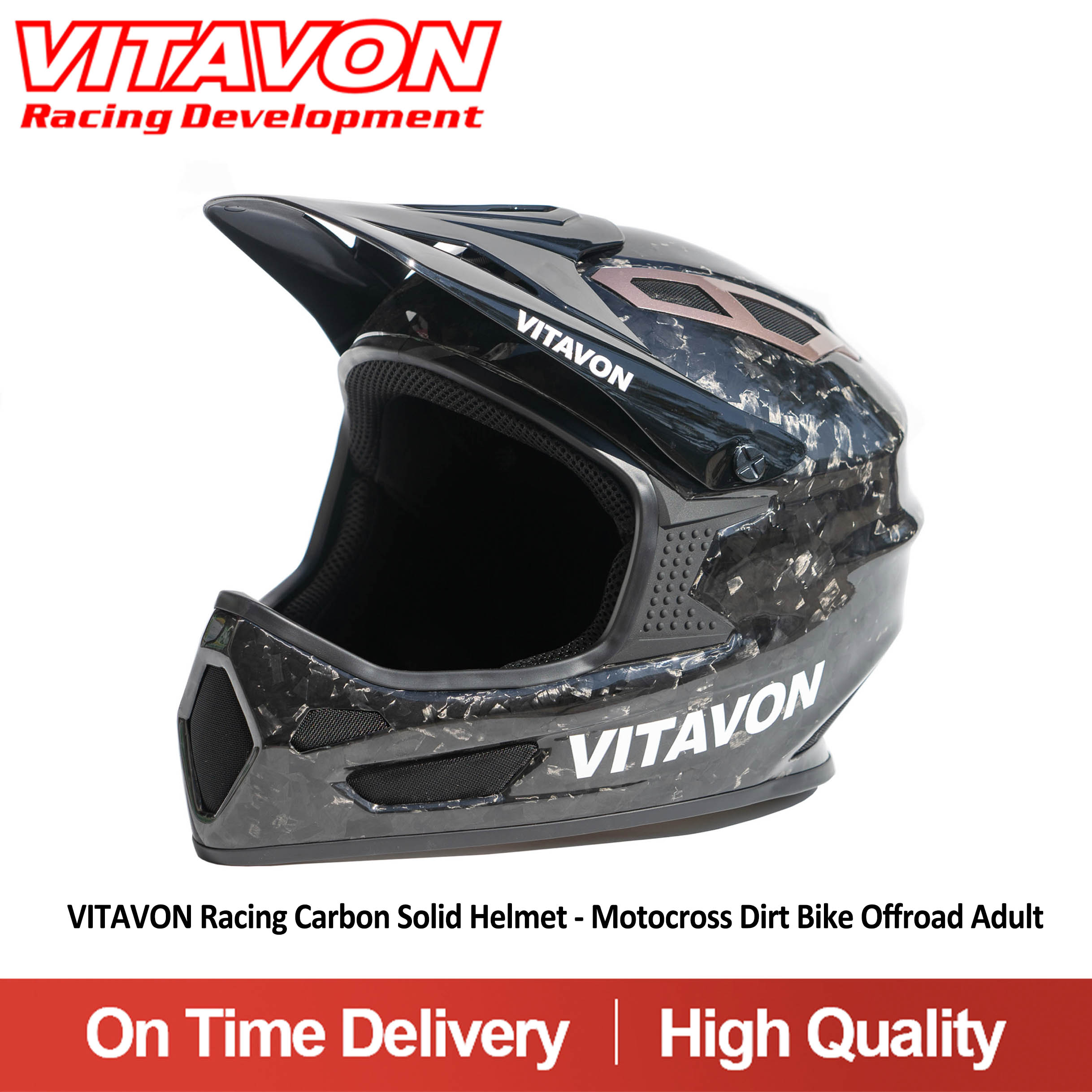 VITAVON Racing MX Motorbike Helmets - Carbon SOLID