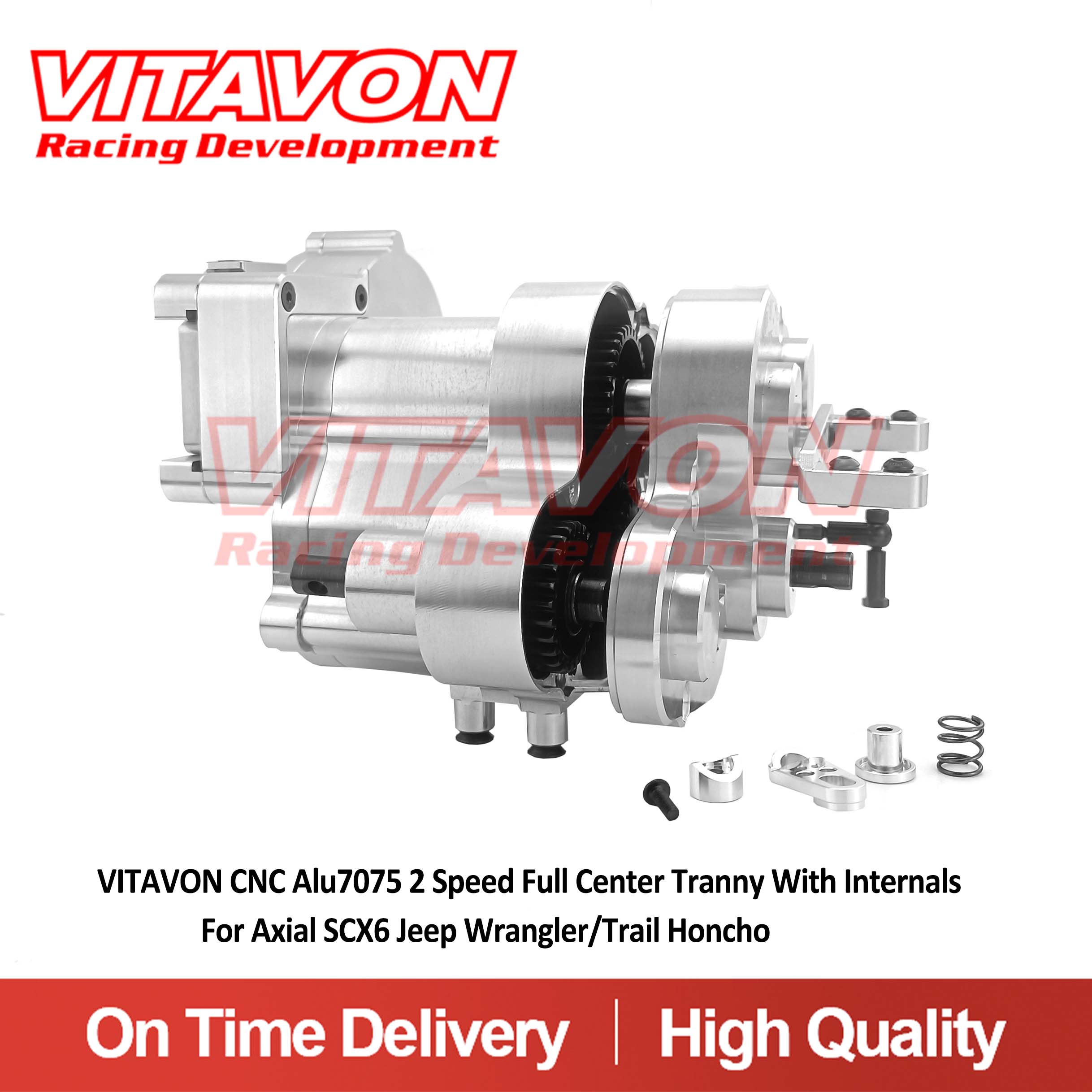 VITAVON CNC Alu7075 2 Speed Full Center Tranny With Internals For Axial SCX6 Jeep Wrangler/Trail Honcho