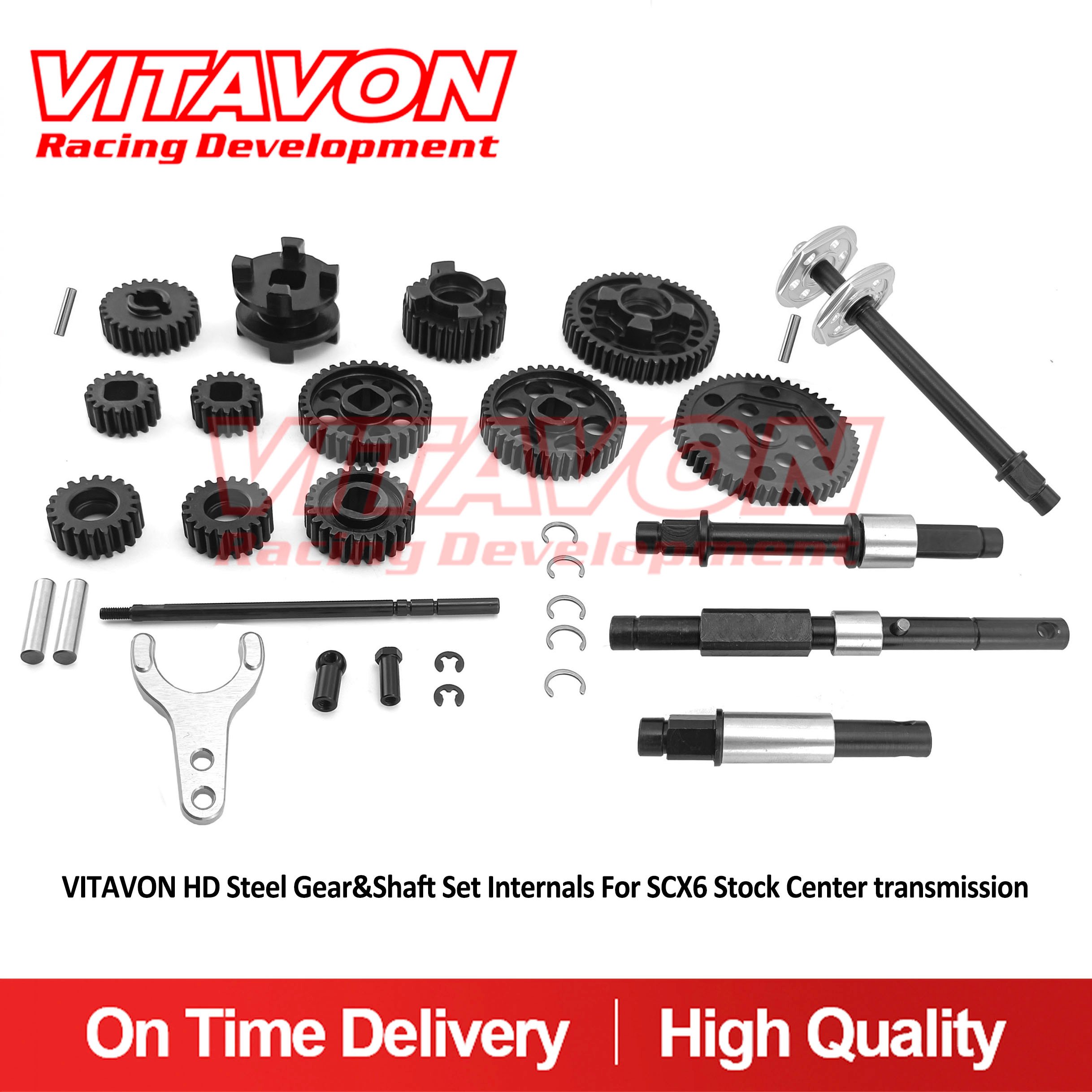 VITAVON HD Steel Gear&Shaft Set Internals For SCX6 Stock Center transmission