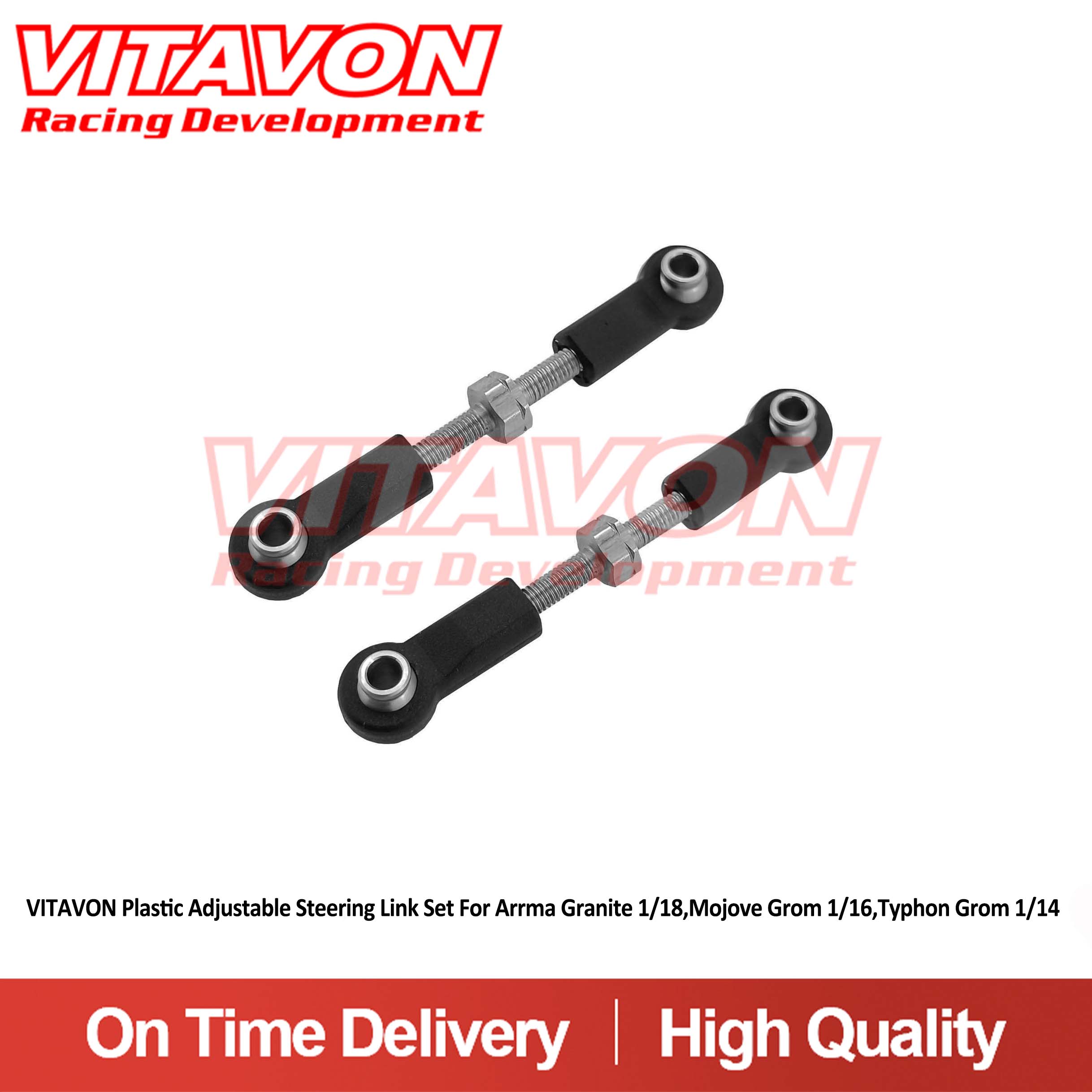 VITAVON Plastic Adjustable Steering Link Set For Arrma Granite 1/18,Mojove Grom 1/16,Typhon Grom 1/14