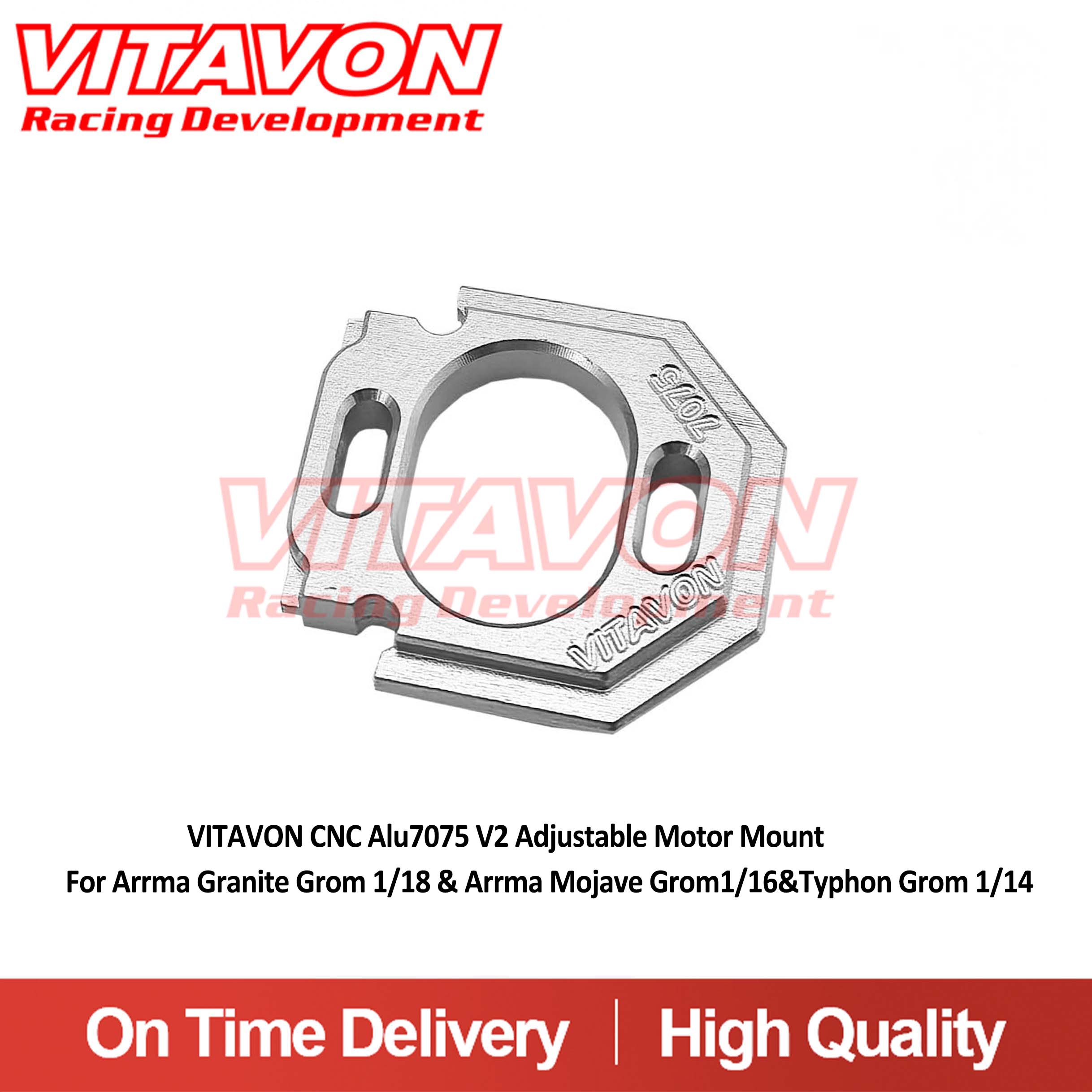 VITAVON CNC Alu7075 V2 Adjustable Motor Mount For Arrma Granite Grom 1/18 & Arrma Mojave Grom1/16&Typhon Grom 1/14