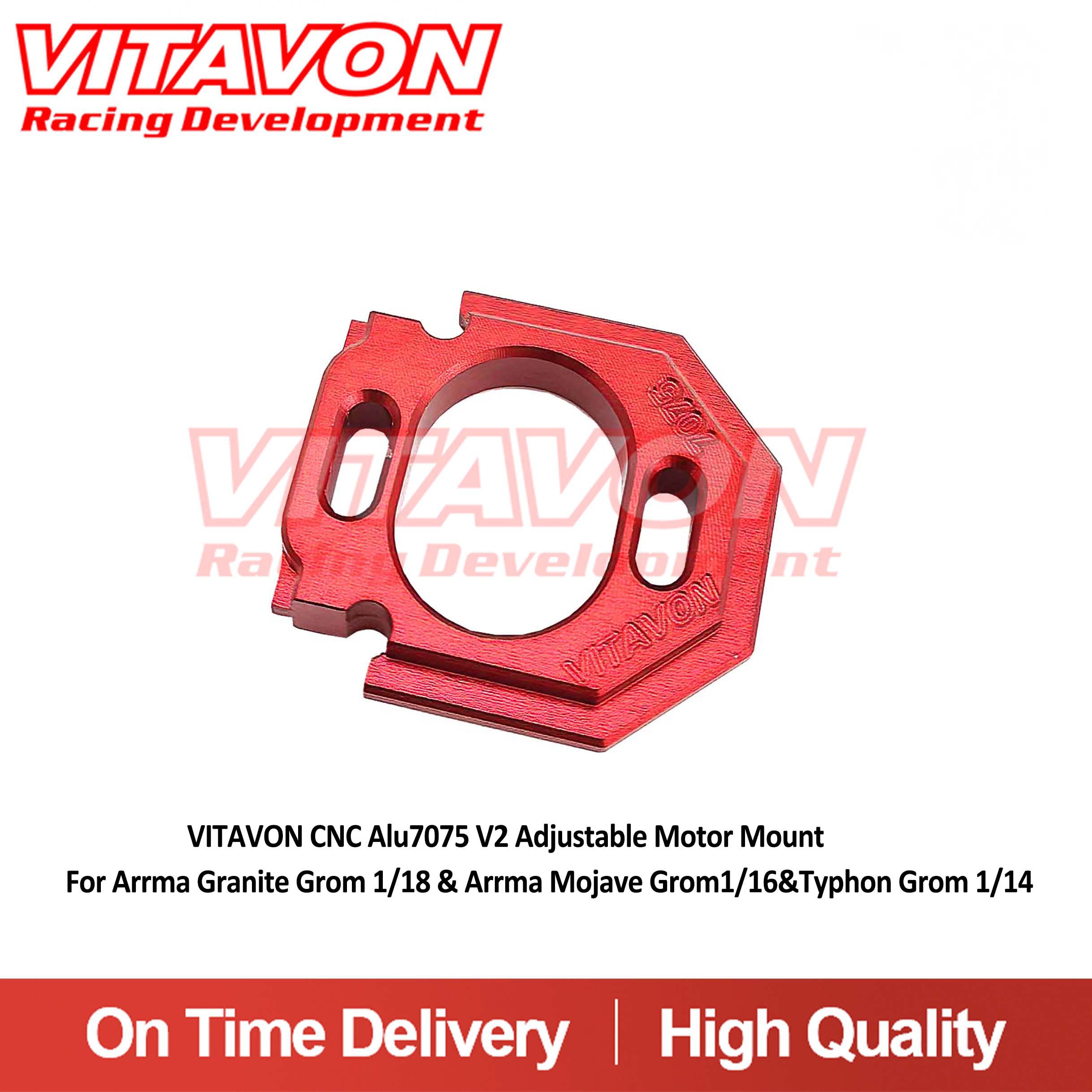 VITAVON CNC Alu7075 V2 Adjustable Motor Mount For Arrma Granite Grom 1/18 & Arrma Mojave Grom1/16&Typhon Grom 1/14