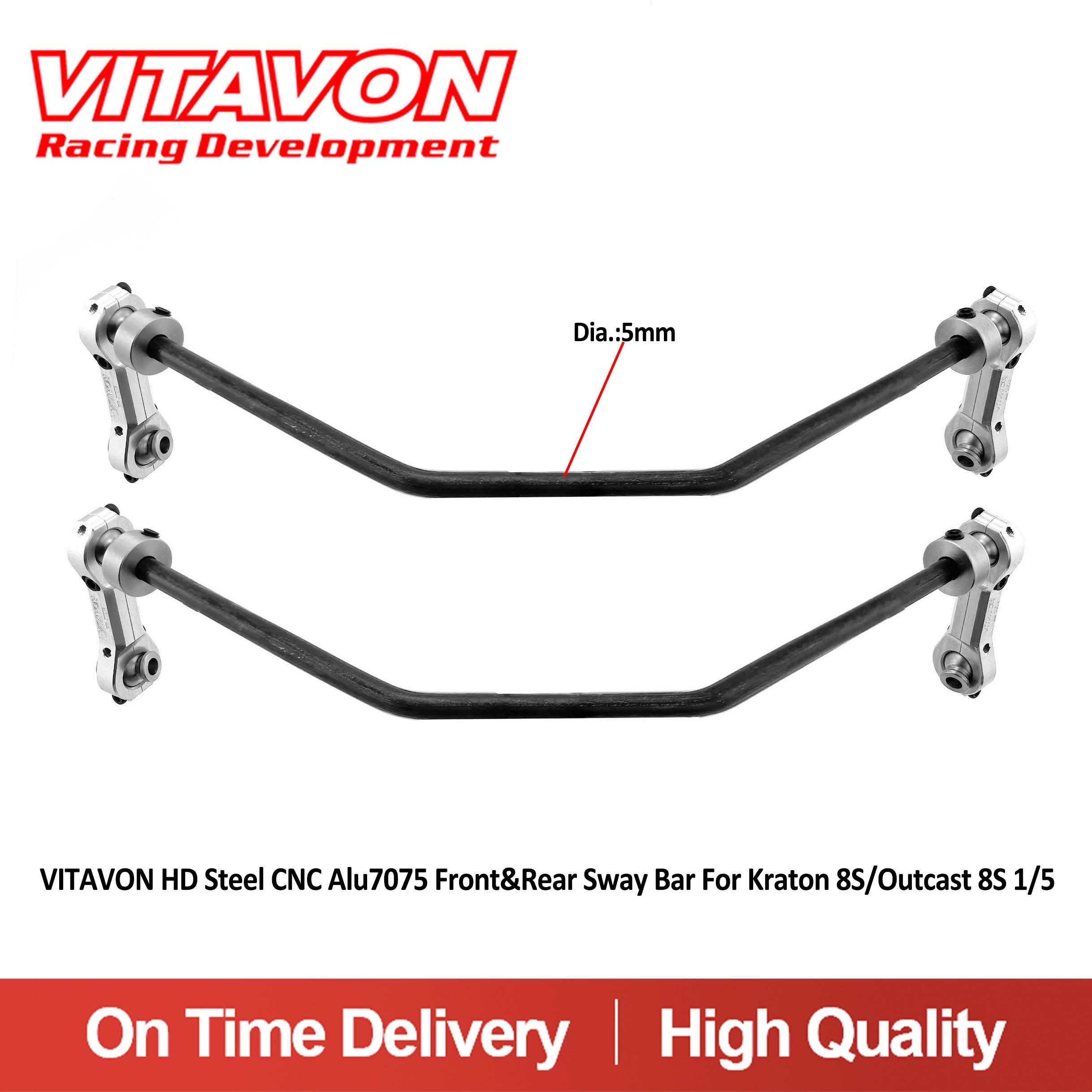 VITAVON K8S HD Steel CNC Alu7075 Front&Rear Sway Bar For Kraton 8S/Outcast 8S 1/5