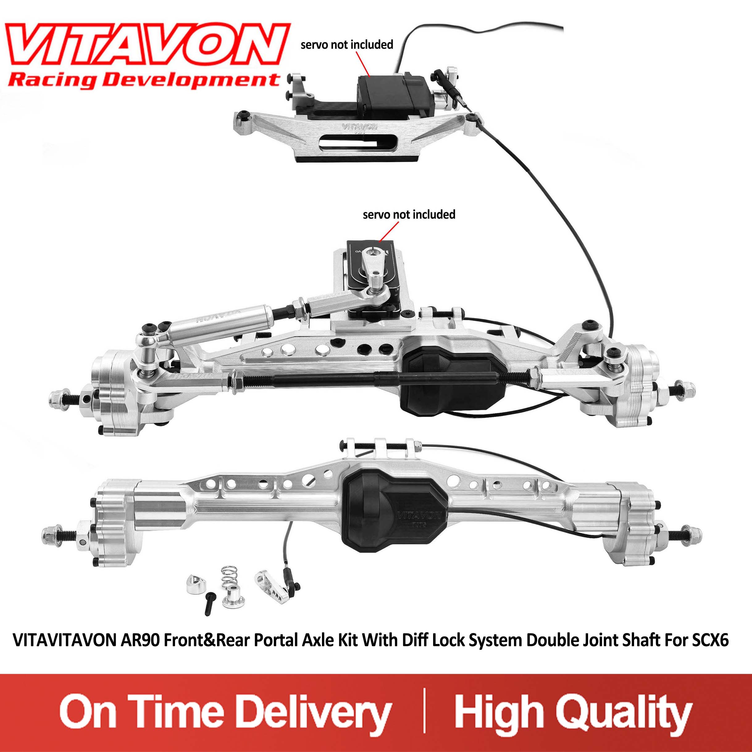 VITAVITAVON AR90 Front&Rear Portal Axle kit with Diff Lock System Double Joint Shaft For SCX6