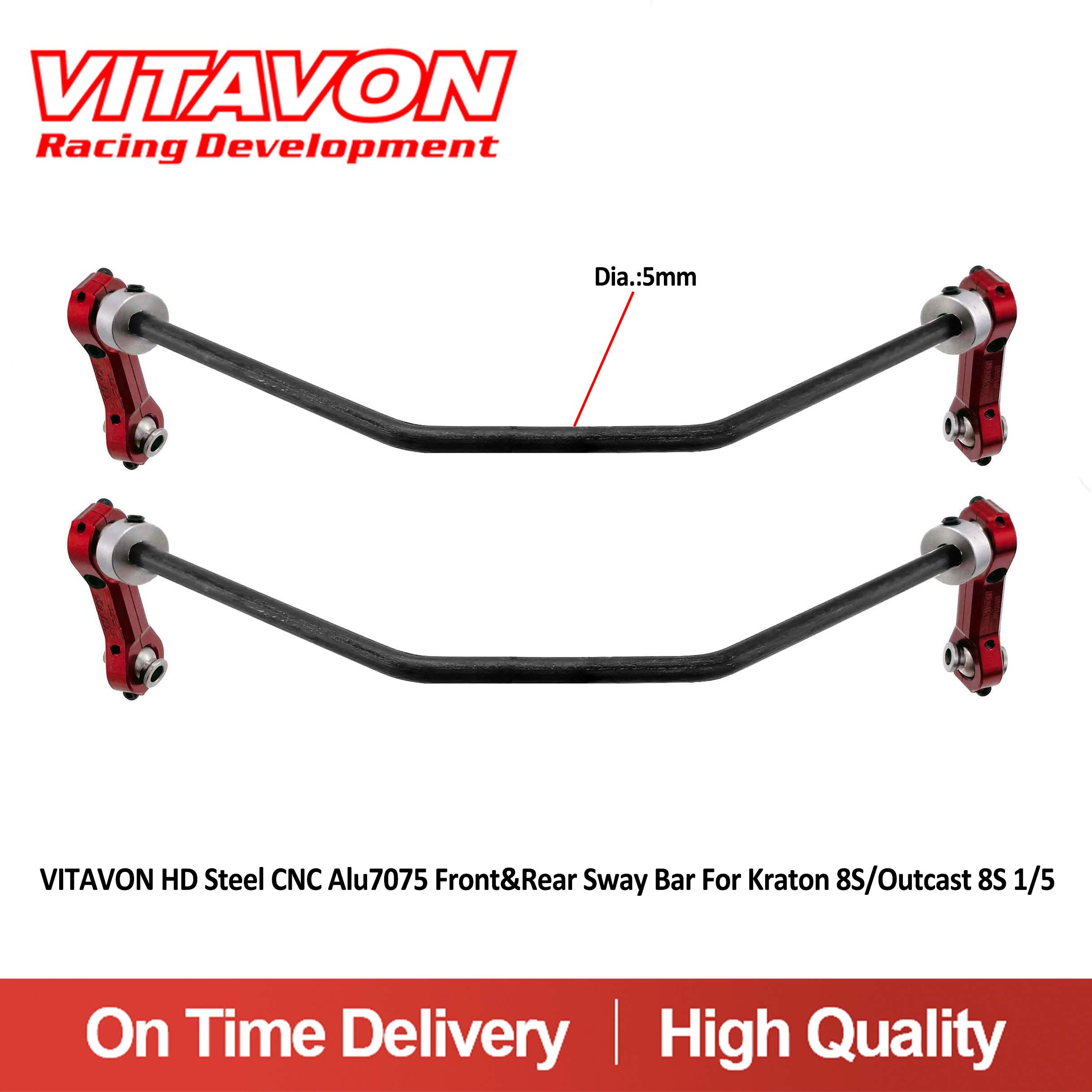 VITAVON K8S HD Steel CNC Alu7075 Front&Rear Sway Bar For Kraton 8S/Outcast 8S 1/5