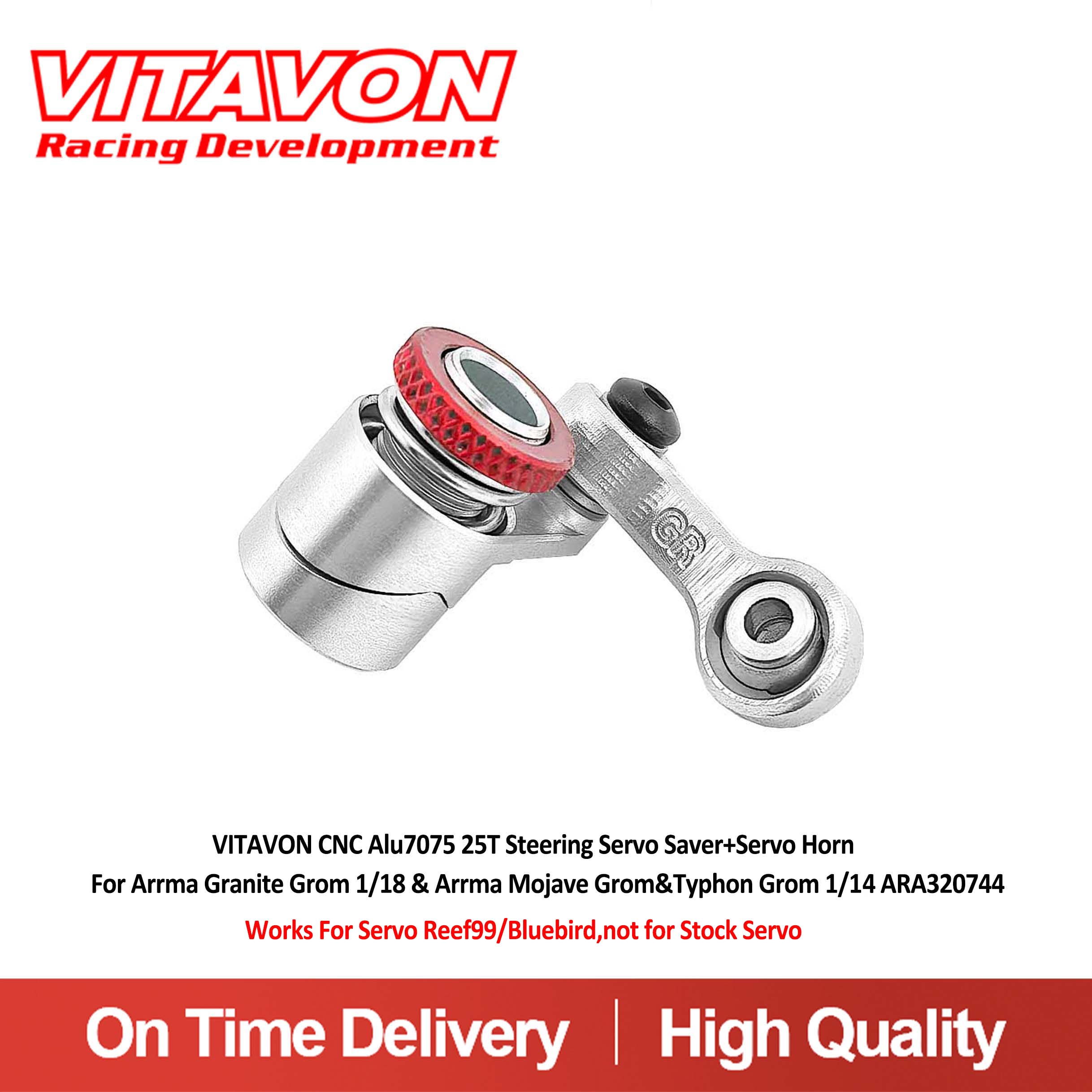 VITAVON CNC Alu7075 25T Steering Servo Saver+Servo Horn For Arrma Granite Grom 1/18 & Arrma Mojave Grom 1/16&Typhon Grom 1/14 ARA320744
