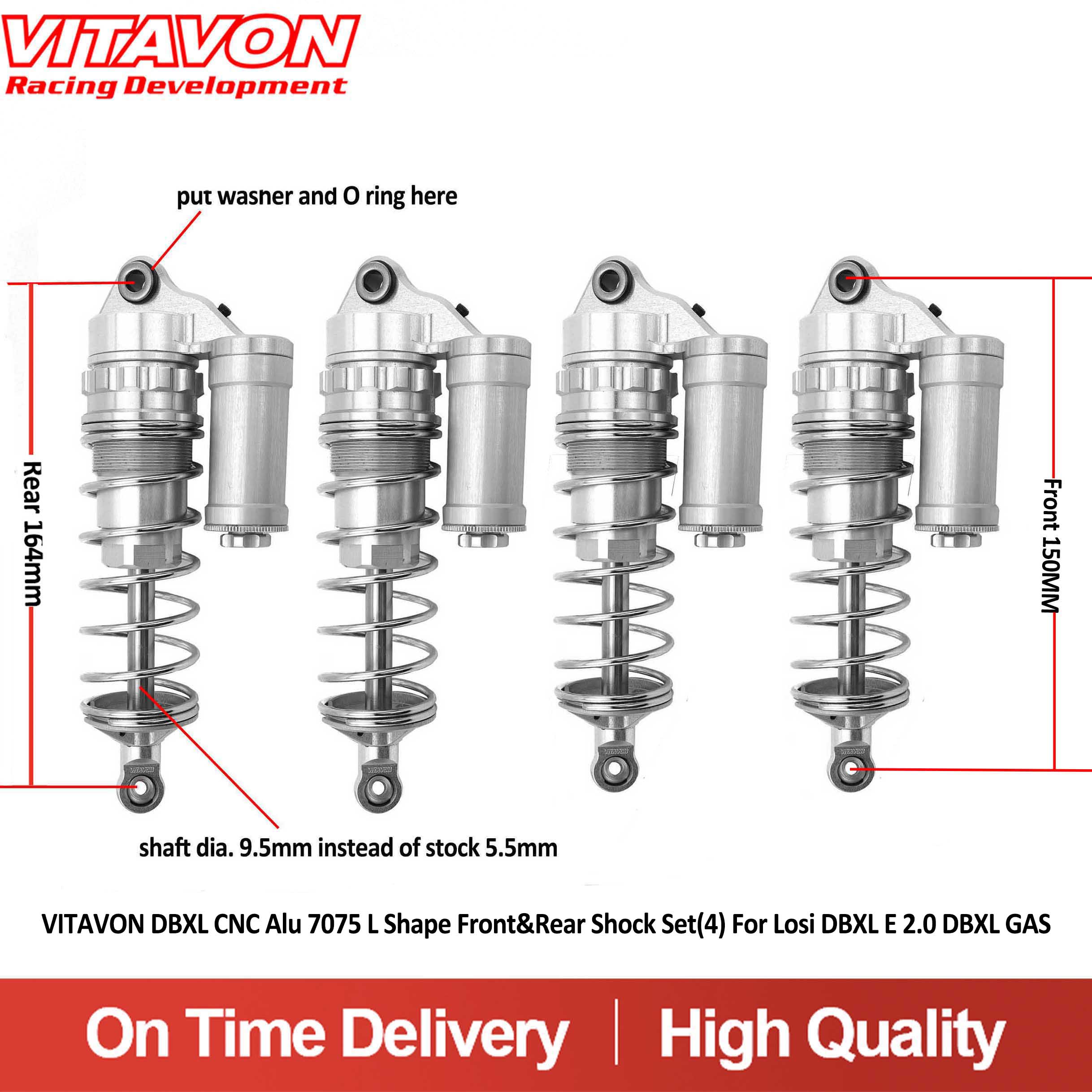 VITAVON DBXL CNC Alu 7075 L Shape  Front&Rear Shock Set(4) For Losi DBXL E 2.0 DBXL GAS