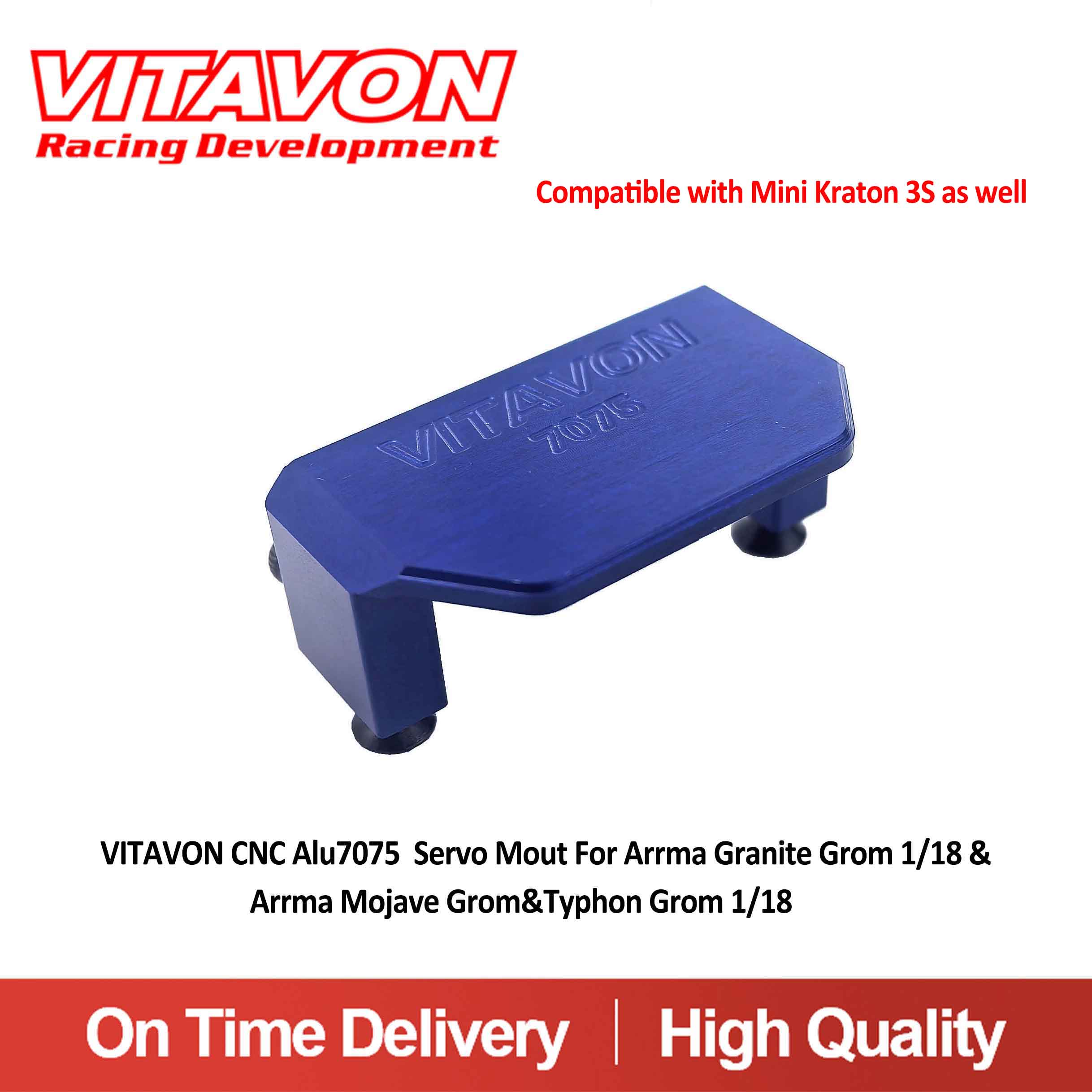 VITAVON CNC Alu7075  Servo Mout For Arrma Granite Grom 1/18 & Arrma Mojave Grom 1/16&Typhon Grom 1/14 MINI KRATON 3S 1/16