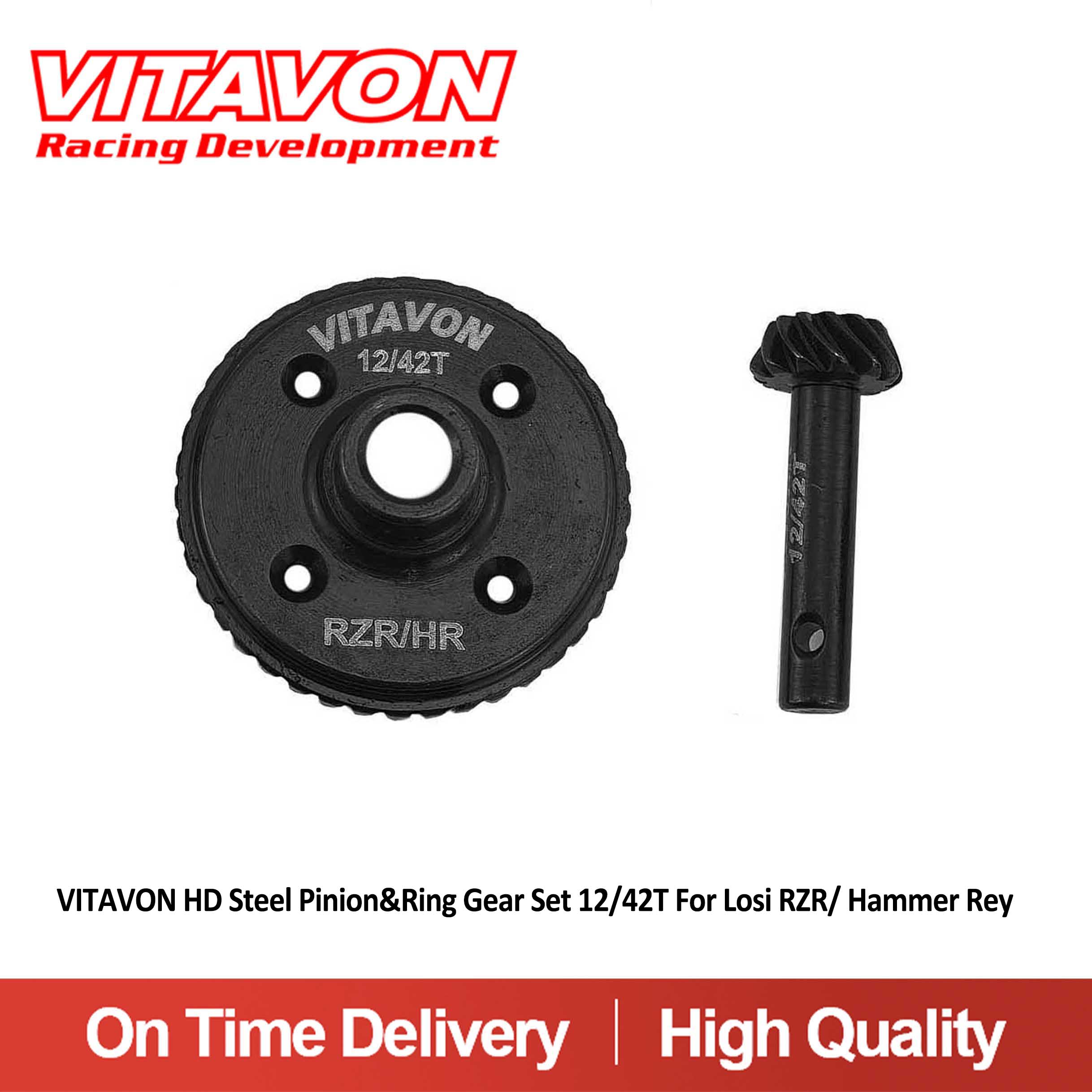 VITAVON HD Steel 12/42T Pinion / Ring Gear Set For Losi  Hammer Rey RZR 1/10