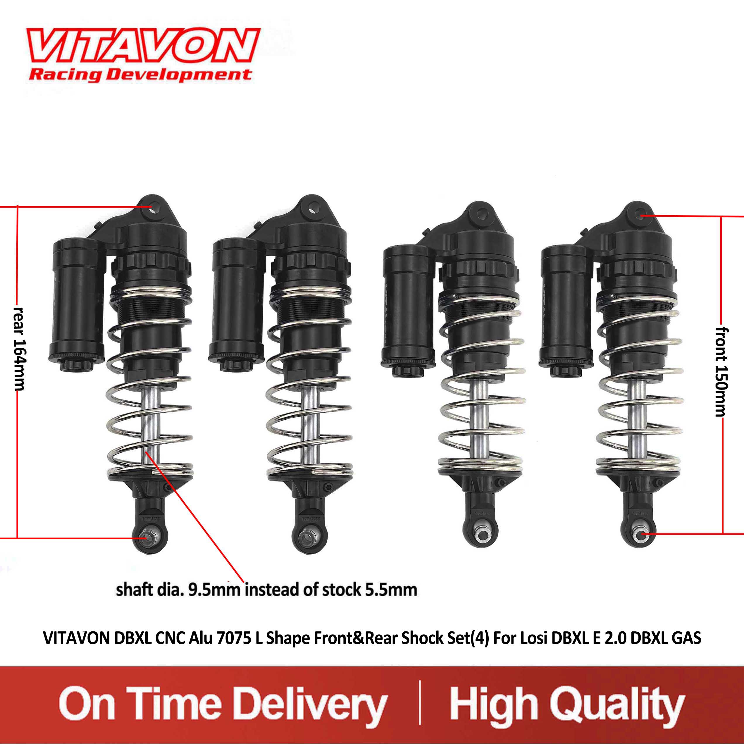 VITAVON DBXL CNC Alu 7075 L Shape  Front&Rear Shock Set(4) For Losi DBXL E 2.0 DBXL GAS