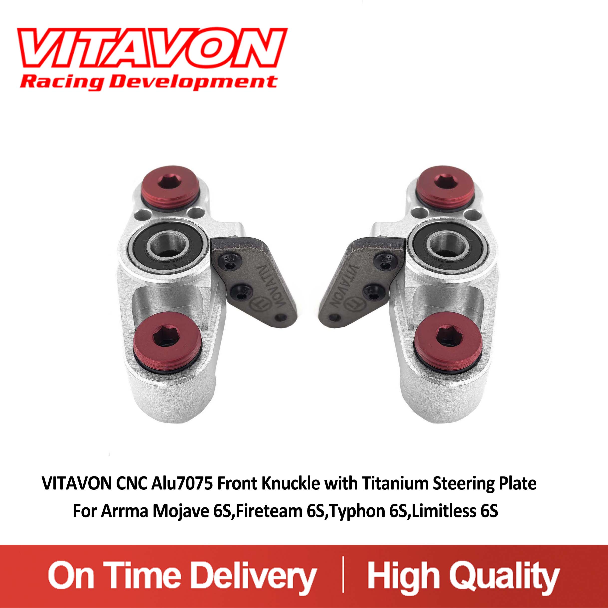 VITAVON CNC Alu7075 Front Knuckle with Titanium Steering Plate For Mojave 6S,Fireteam 6S,Typhon 6S,Limitless 6S