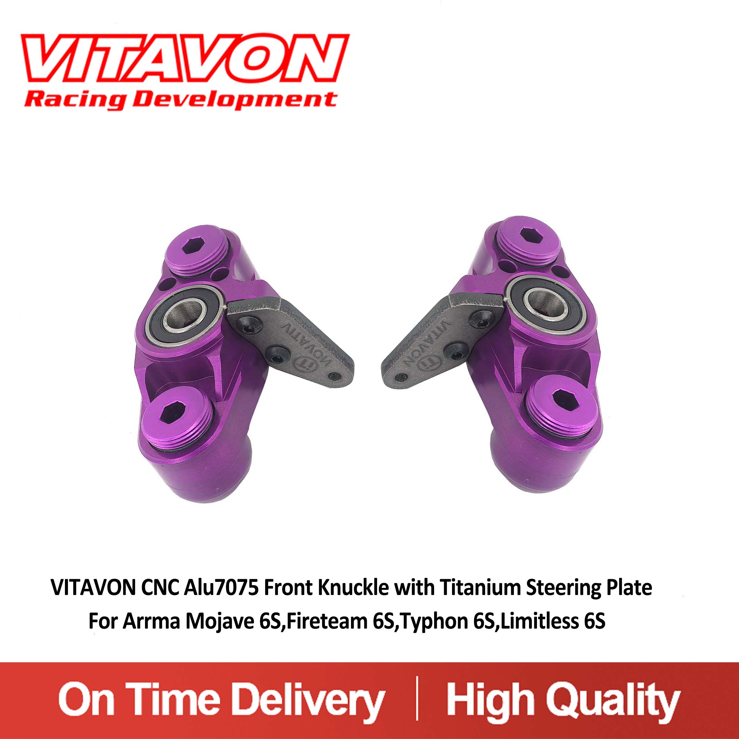 VITAVON CNC Alu7075 Front Knuckle with Titanium Steering Plate For Mojave 6S,Fireteam 6S,Typhon 6S,Limitless 6S