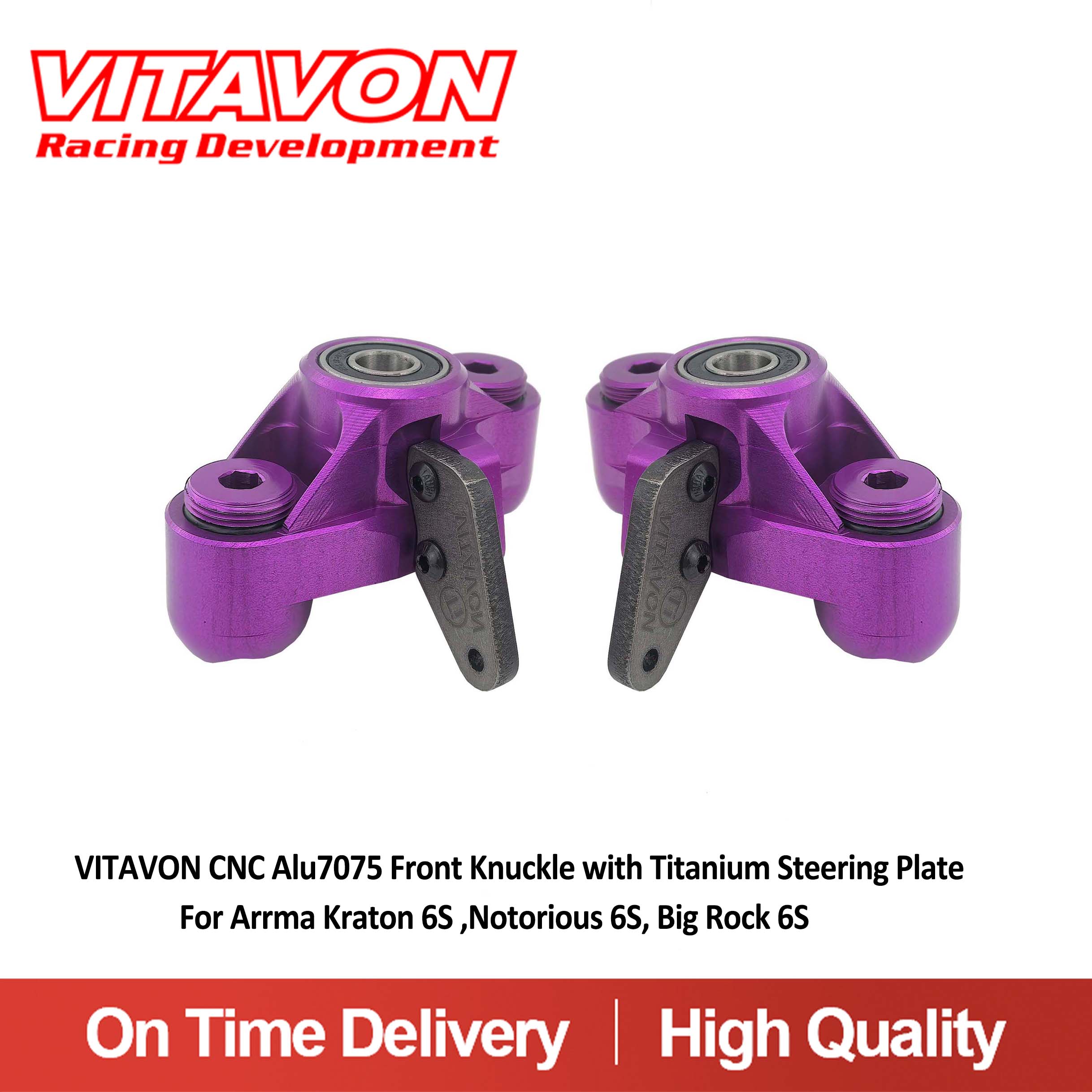 VITAVON CNC Alu7075 Front Knuckle with Titanium Steering Plate For kraton 6S Nortorious 6S