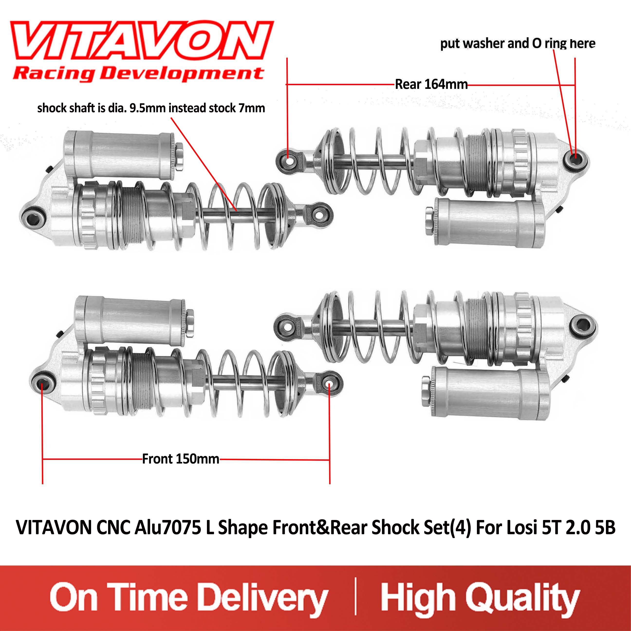 VITAVON CNC Alu 7075 L Shape Front&Rear Shock Set(4) For Losi 5T 2.0 5B