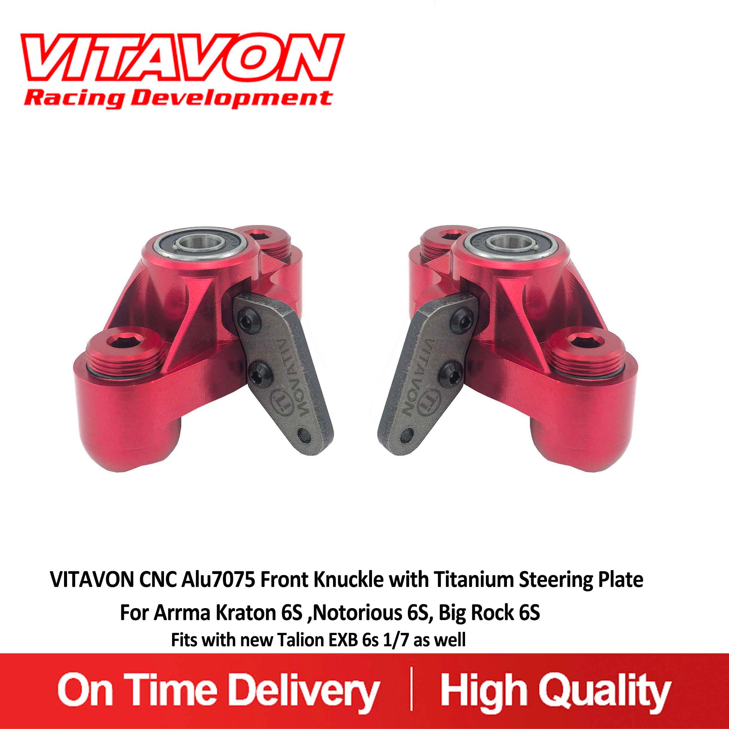 VITAVON CNC Alu7075 Front Knuckle with Titanium Steering Plate For kraton 6S Nortorious 6S,New Talion 6S EXB 1/7