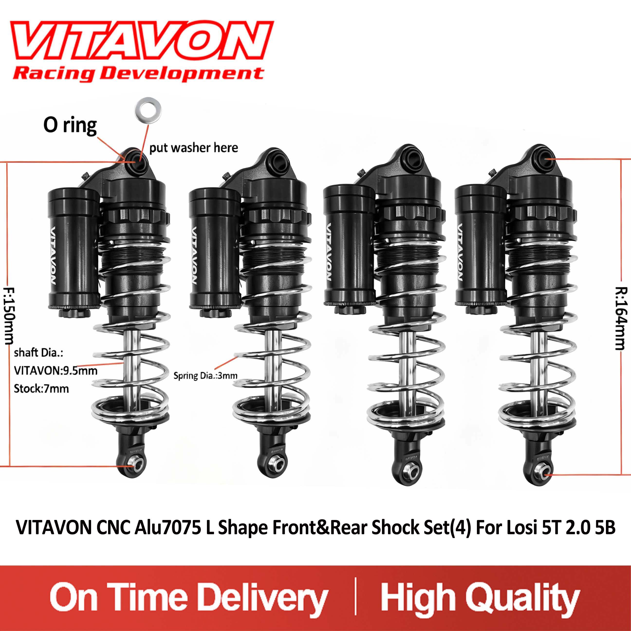 VITAVON CNC Alu 7075 L Shape Front&Rear Shock Set(4) For Losi 5T 2.0 5B