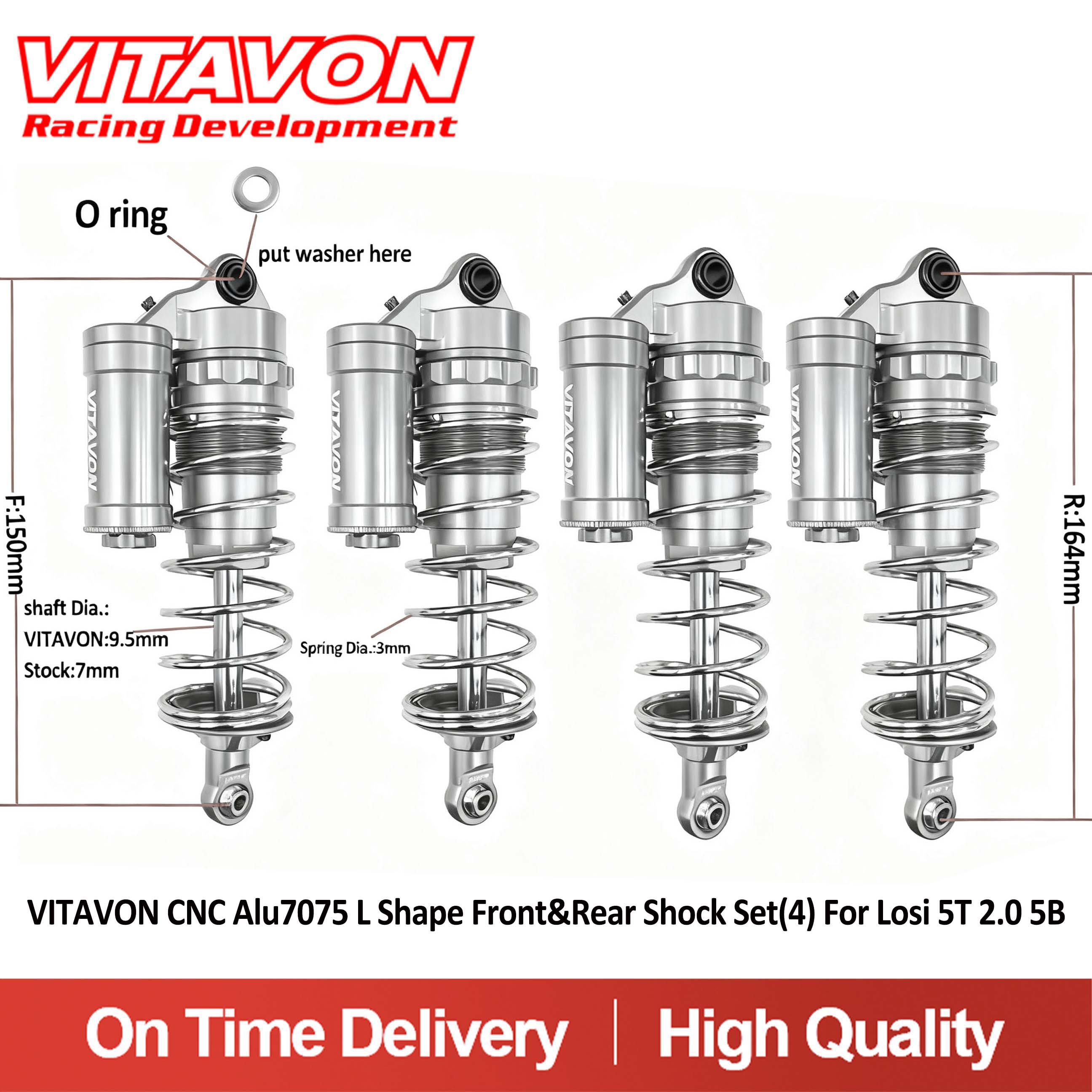 VITAVON CNC Alu 7075 L Shape Front&Rear Shock Set(4) For Losi 5T 2.0 5B