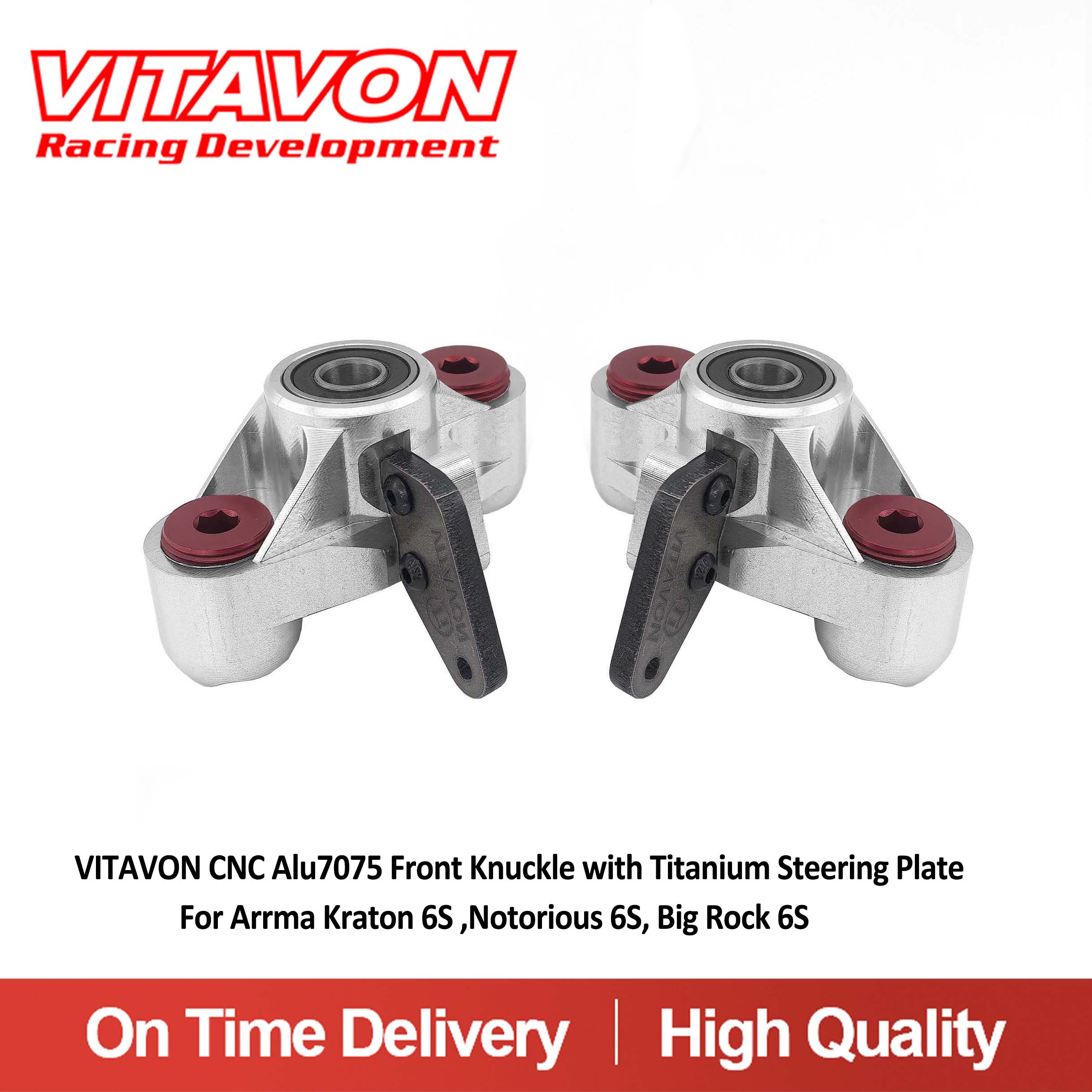 VITAVON CNC Alu7075 Front Knuckle with Titanium Steering Plate For kraton 6S Nortorious 6S