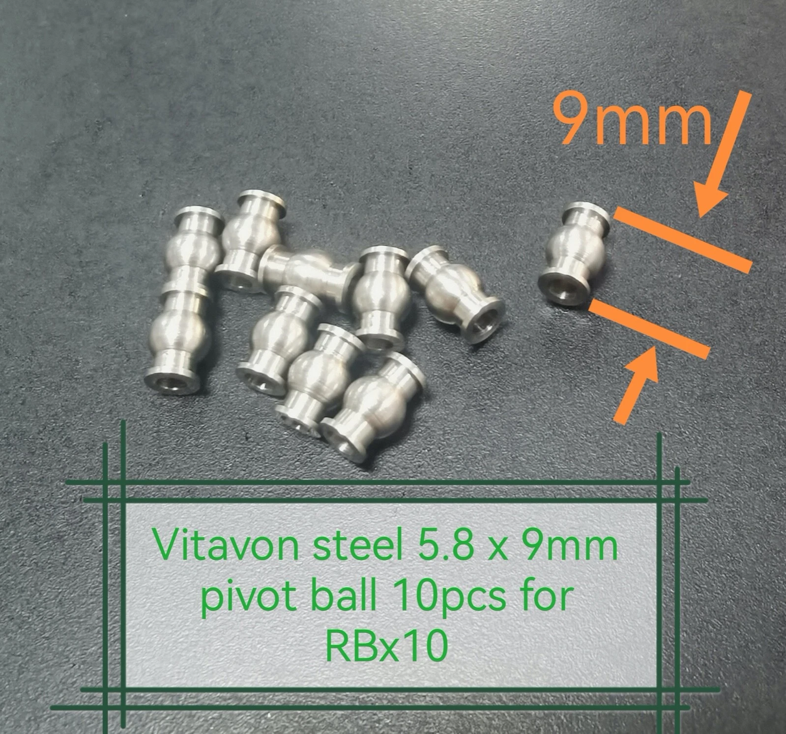 VITAVON Stainless Pivot ball 5.8X8mm 10pcs or 5.8X9mm 10pcs fit with stock plastic rod end only