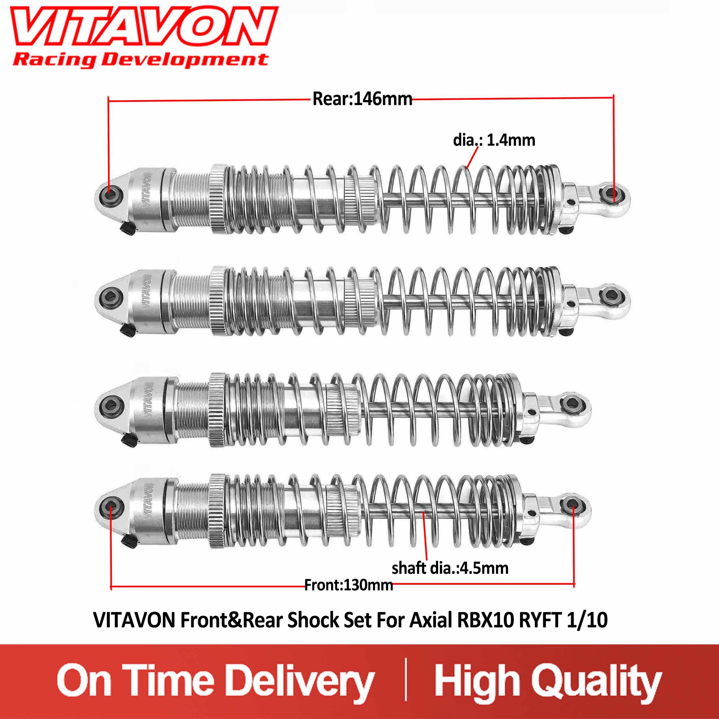 VITAVON Ryft Front&Rear Shock Set For Axial RBX10 Ryft 4WD Bouncer 1/10