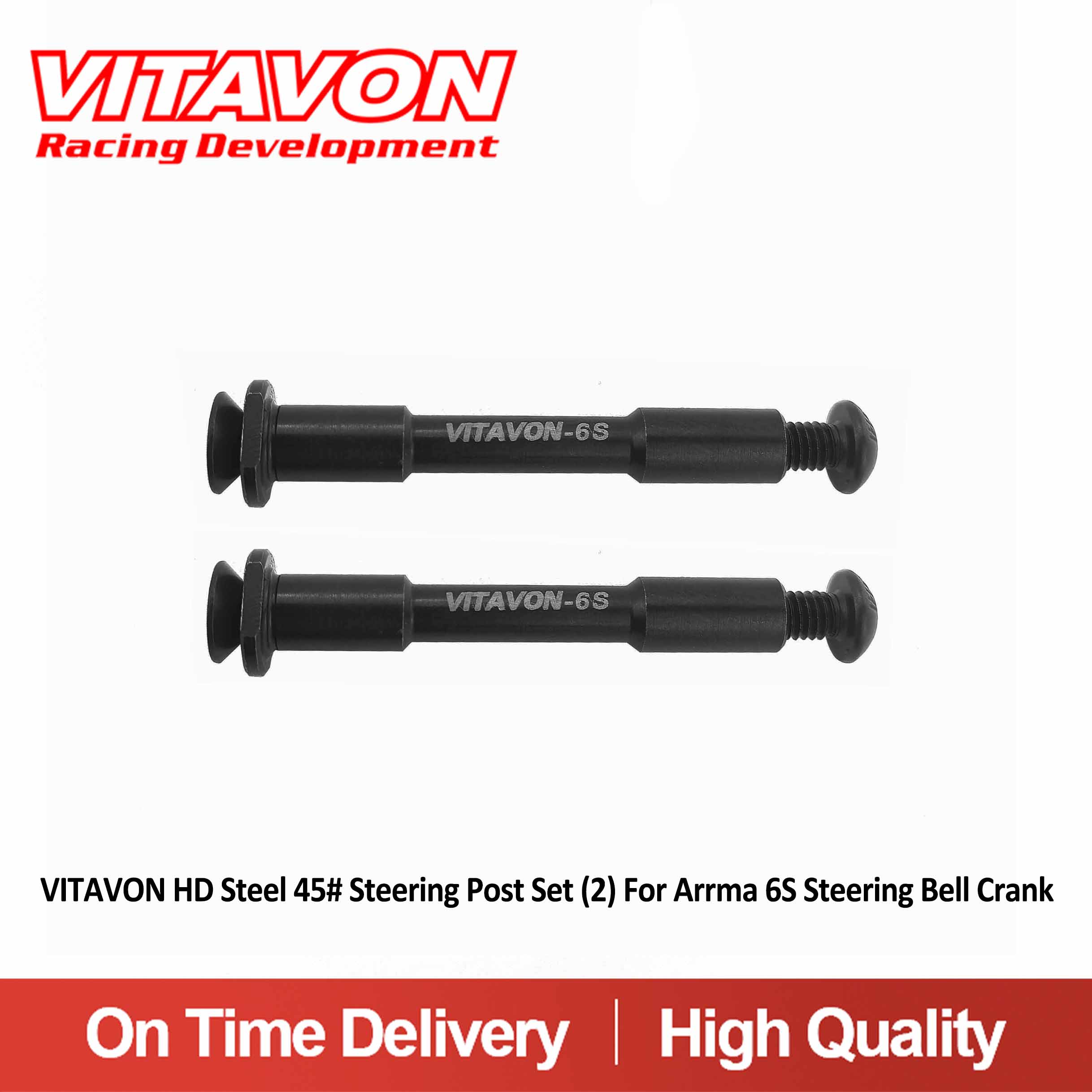 VITAVON HD Steel 45# Steering Post Set (2) For Arrma 6S Steering Bell Crank